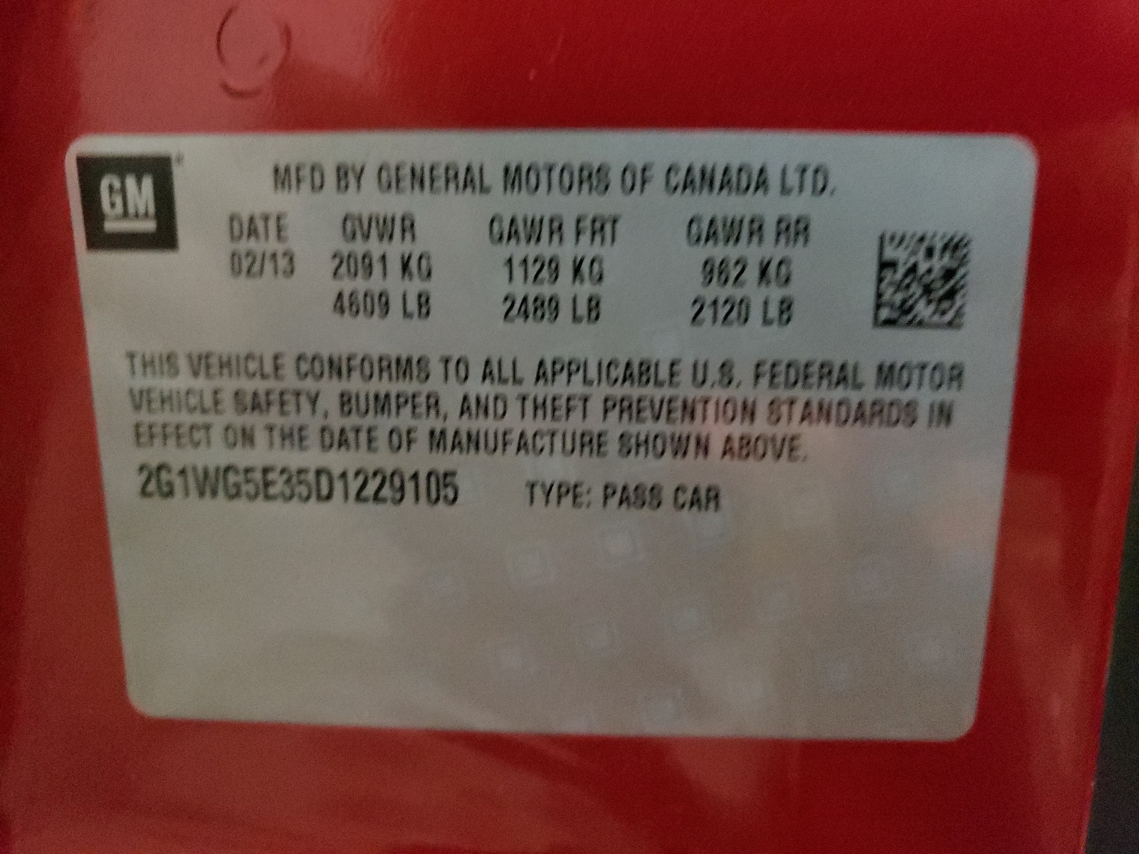 Photo 10 from auction – 2013 CHEVROLET IMPALA LT with VIN 2G1WG5E35D1229105
