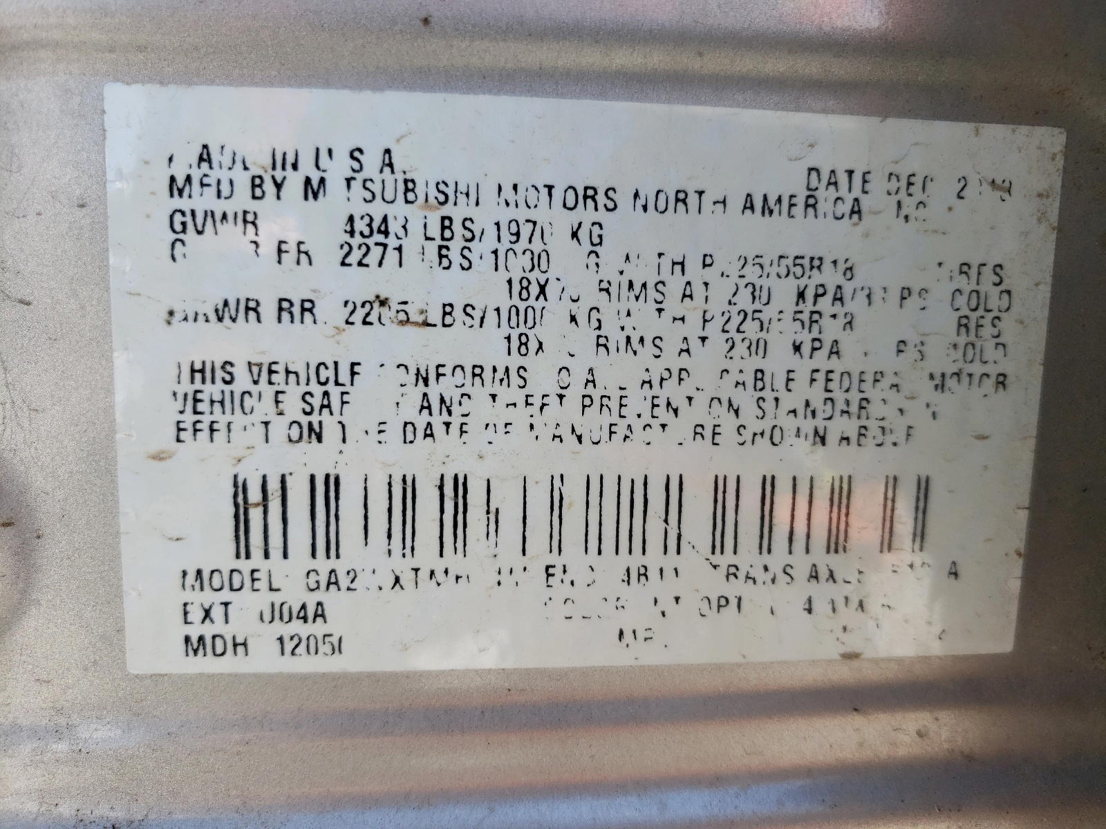 Photo 10 from auction – 2014 MITSUBISHI OUTLANDER with VIN 4A4AP3AU9EE018230