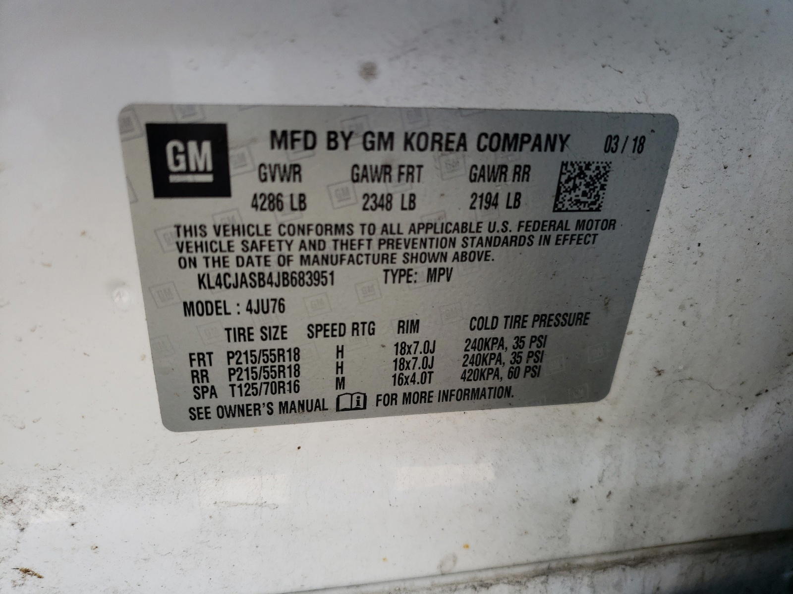 Photo 10 from auction – 2018 BUICK ENCORE PRE with VIN KL4CJASB4JB683951