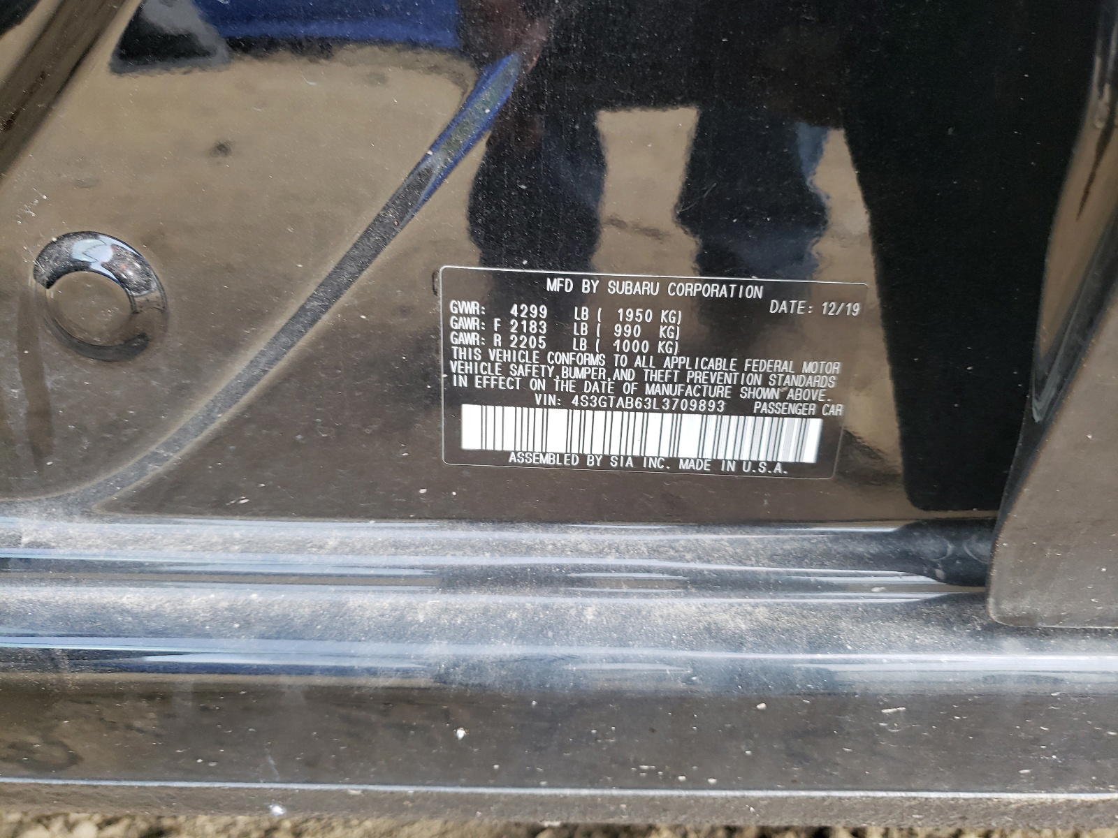 Photo 10 from auction – 2020 SUBARU IMPREZA with VIN 4S3GTAB63L3709893