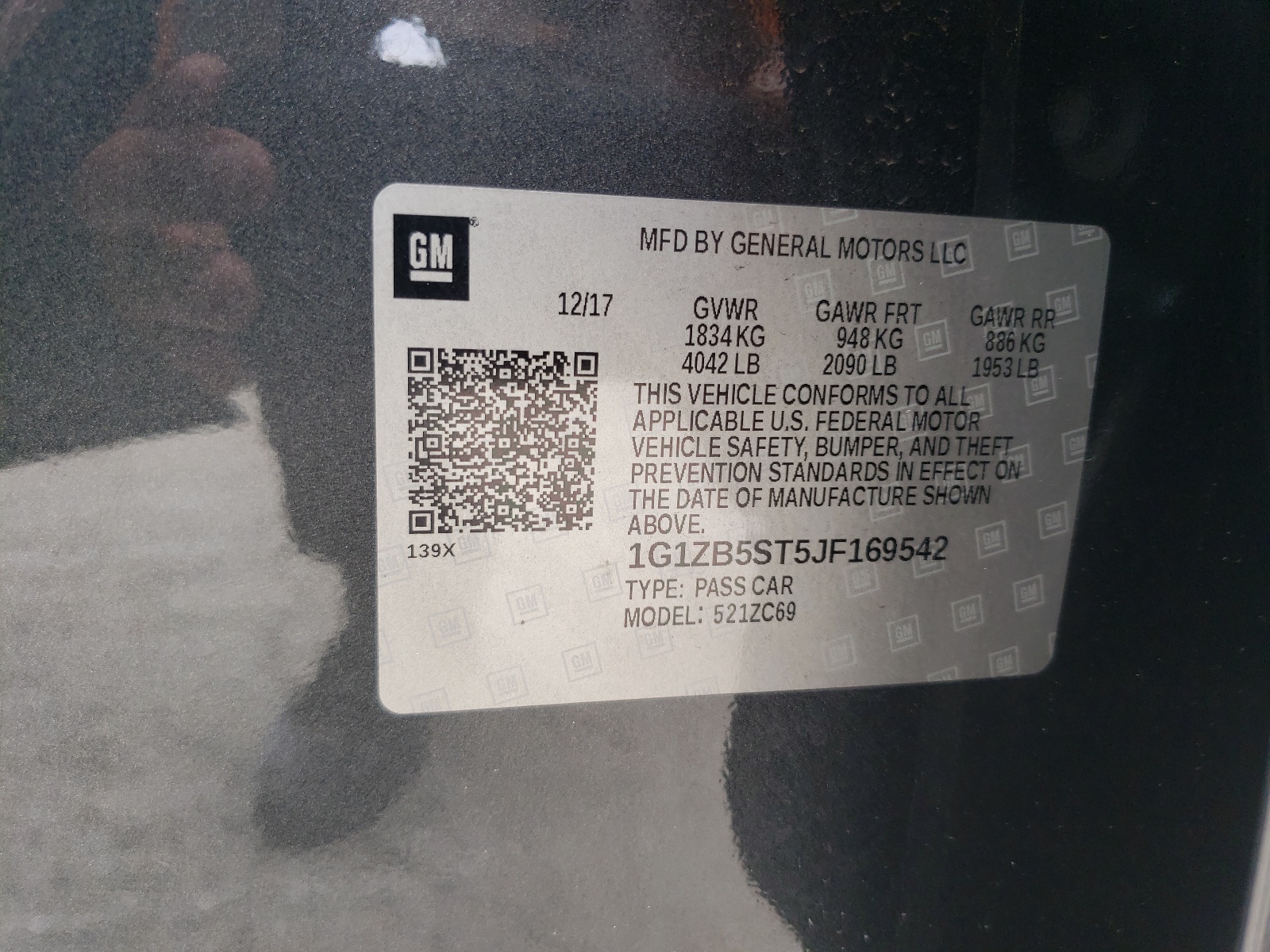 Photo 10 from auction – 2018 CHEVROLET MALIBU LS with VIN 1G1ZB5ST5JF169542