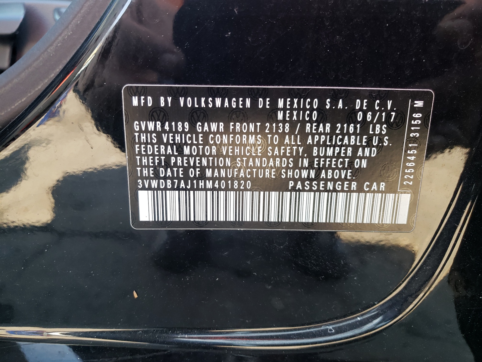 Photo 10 from auction – 2017 VOLKSWAGEN JETTA SE with VIN 3VWDB7AJ1HM401820