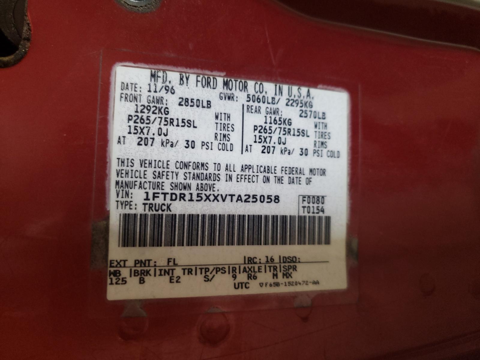 Photo 10 from auction – 1997 FORD RANGER SUP with VIN 1FTDR15XXVTA25058