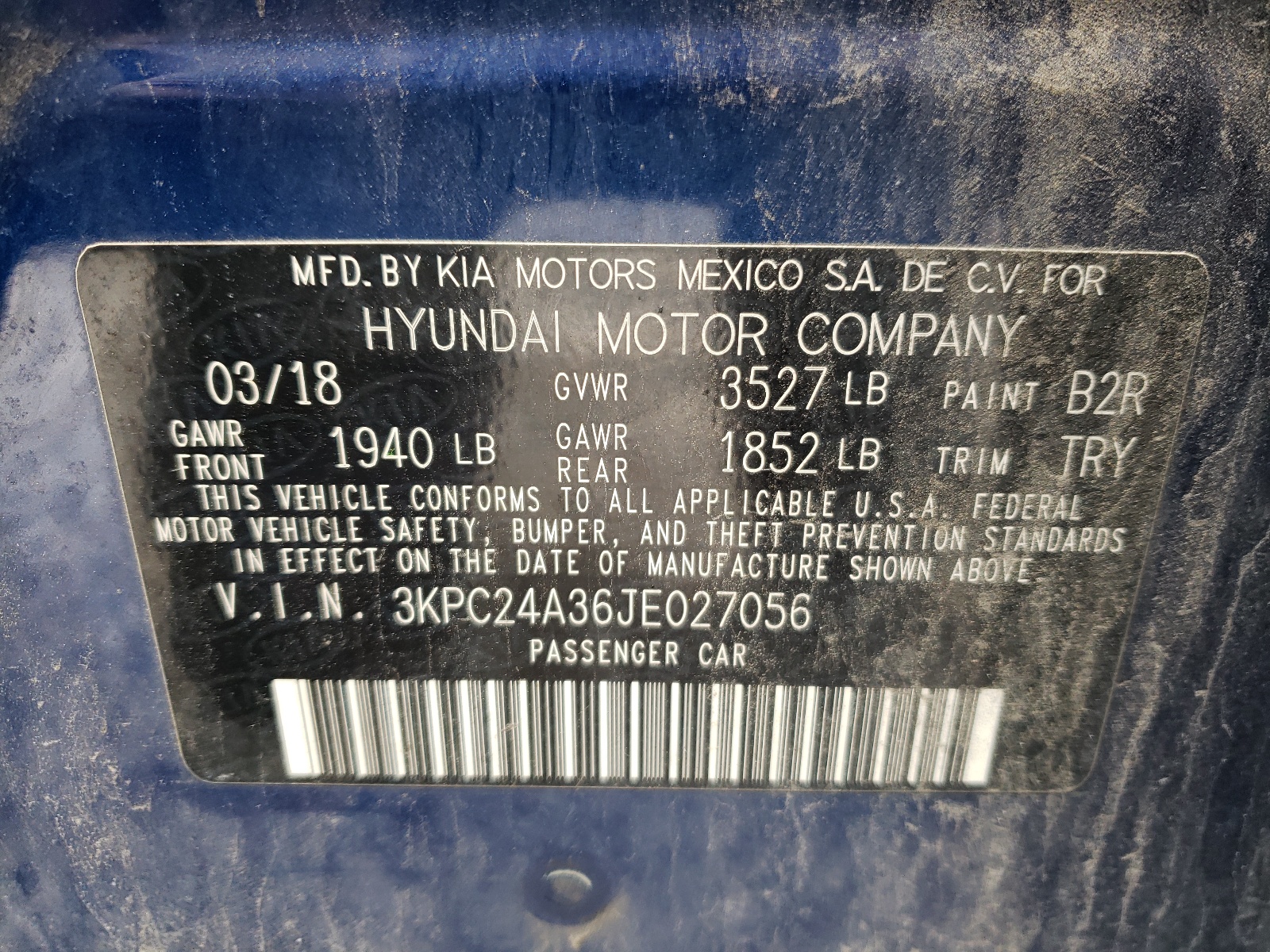 Photo 10 from auction – 2018 HYUNDAI ACCENT SE with VIN 3KPC24A36JE027056