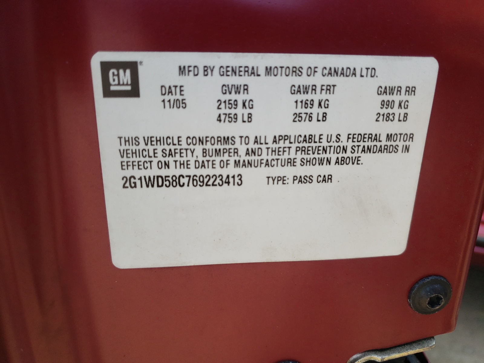 Photo 10 from auction – 2006 CHEVROLET IMPALA SUP with VIN 2G1WD58C769223413