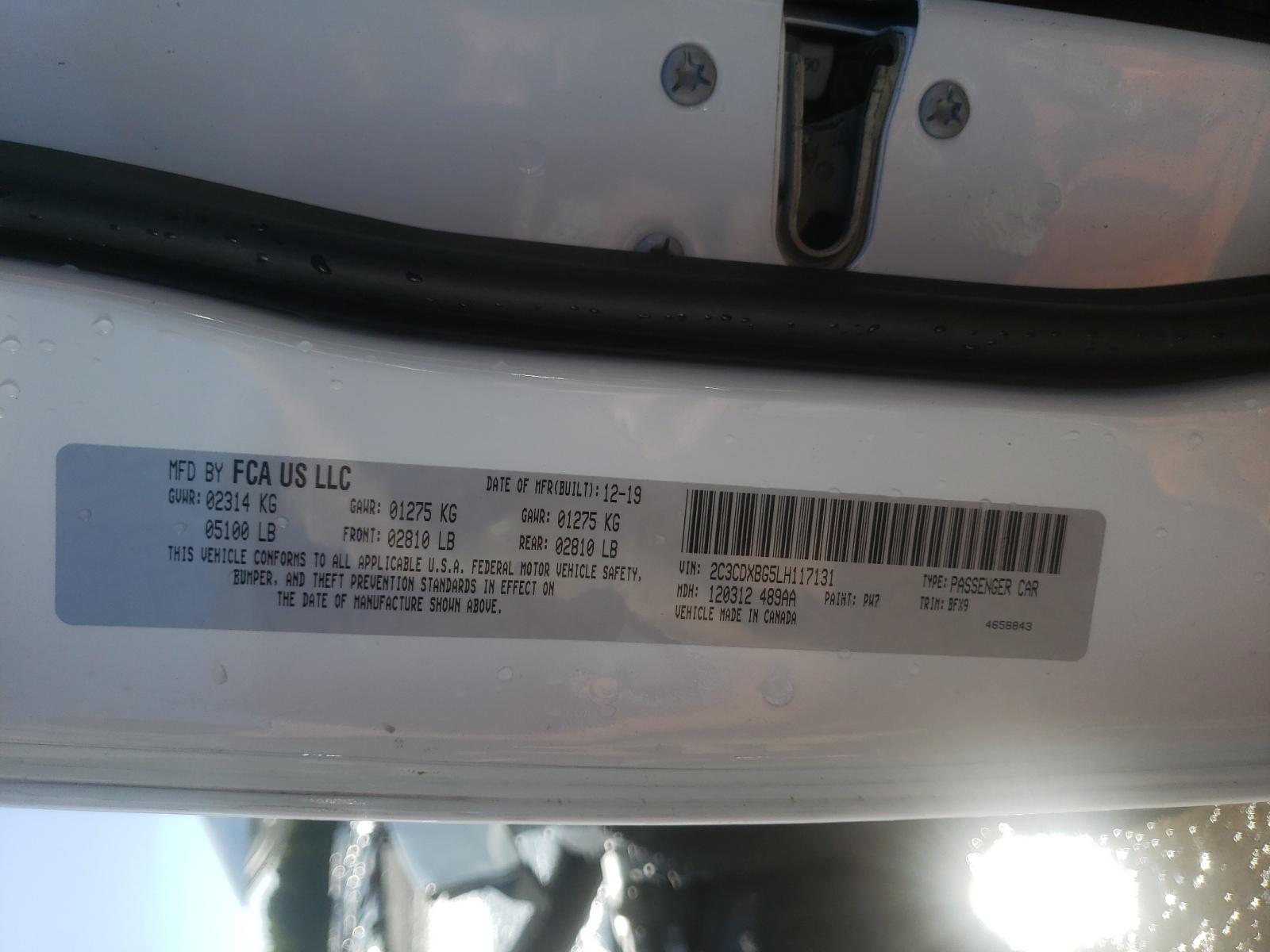 Photo 10 from auction – 2020 DODGE CHARGER SX with VIN 2C3CDXBG5LH117131