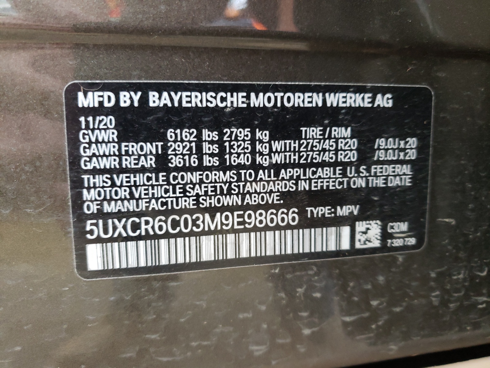 Photo 10 from auction – 2021 BMW X5 XDRIVE4 with VIN 5UXCR6C03M9E98666