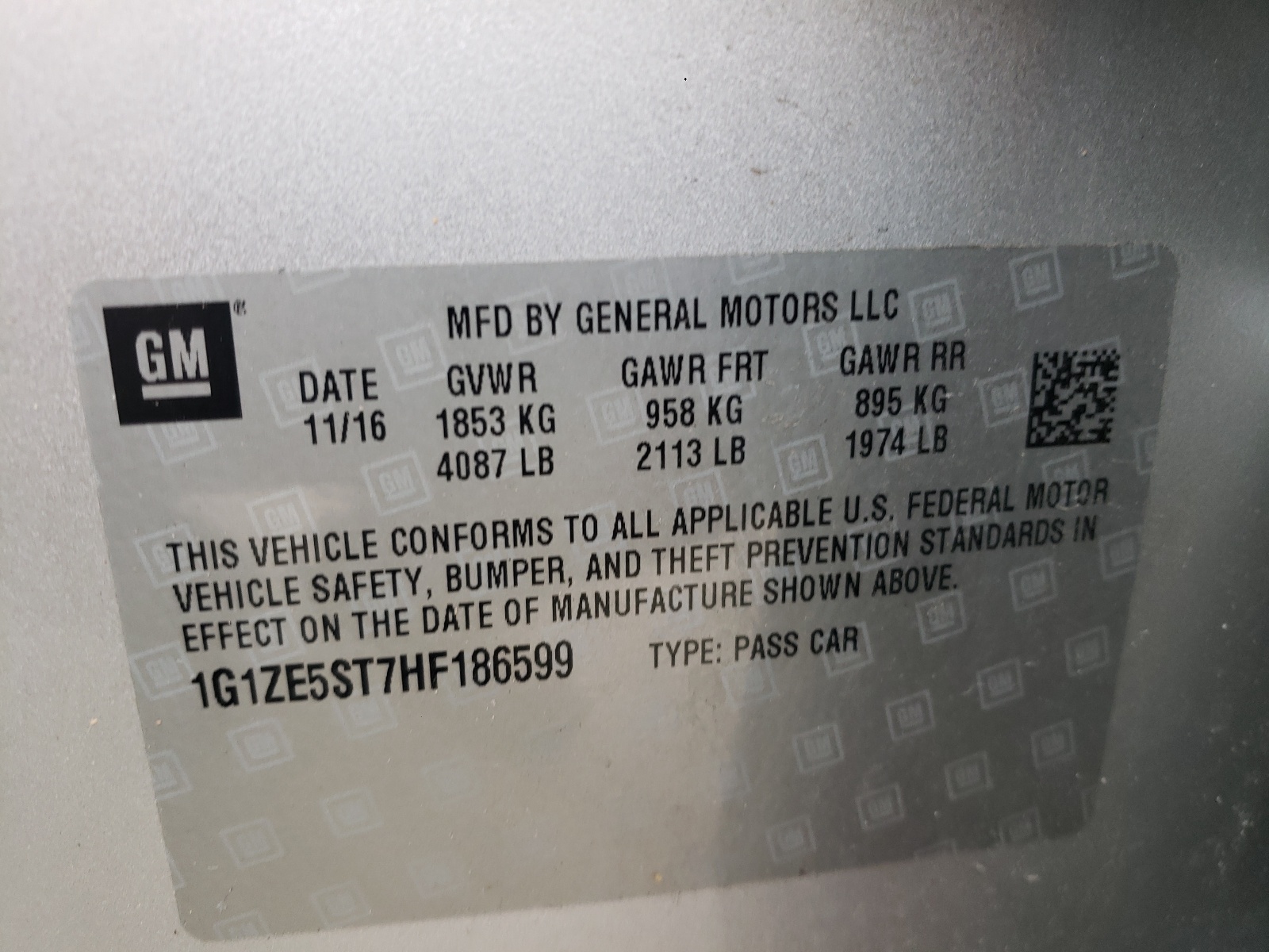 Photo 10 from auction – 2017 CHEVROLET MALIBU LT with VIN 1G1ZE5ST7HF186599