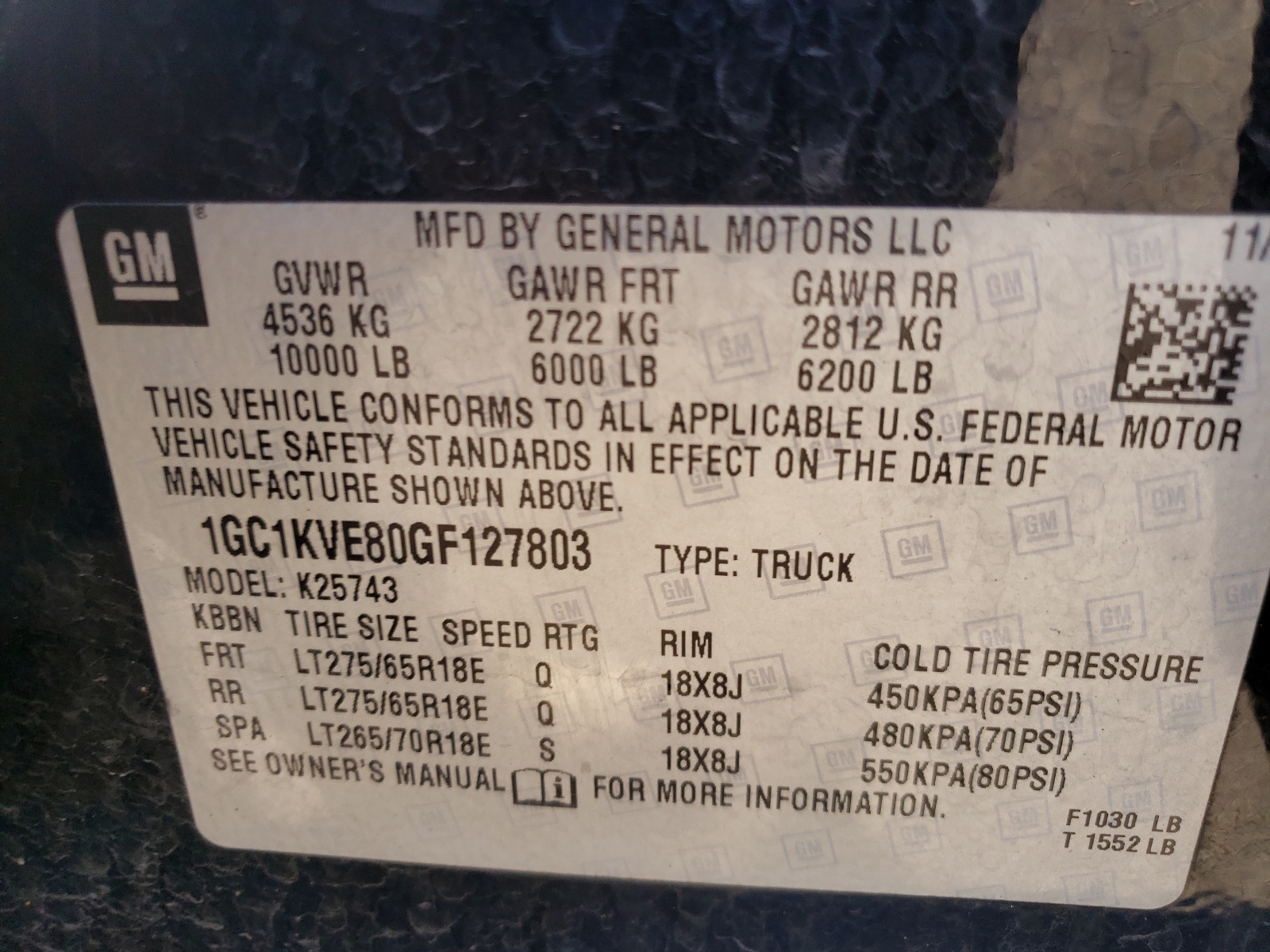 Photo 10 from auction – 2016 CHEVROLET SILVERADO with VIN 1GC1KVE80GF127803