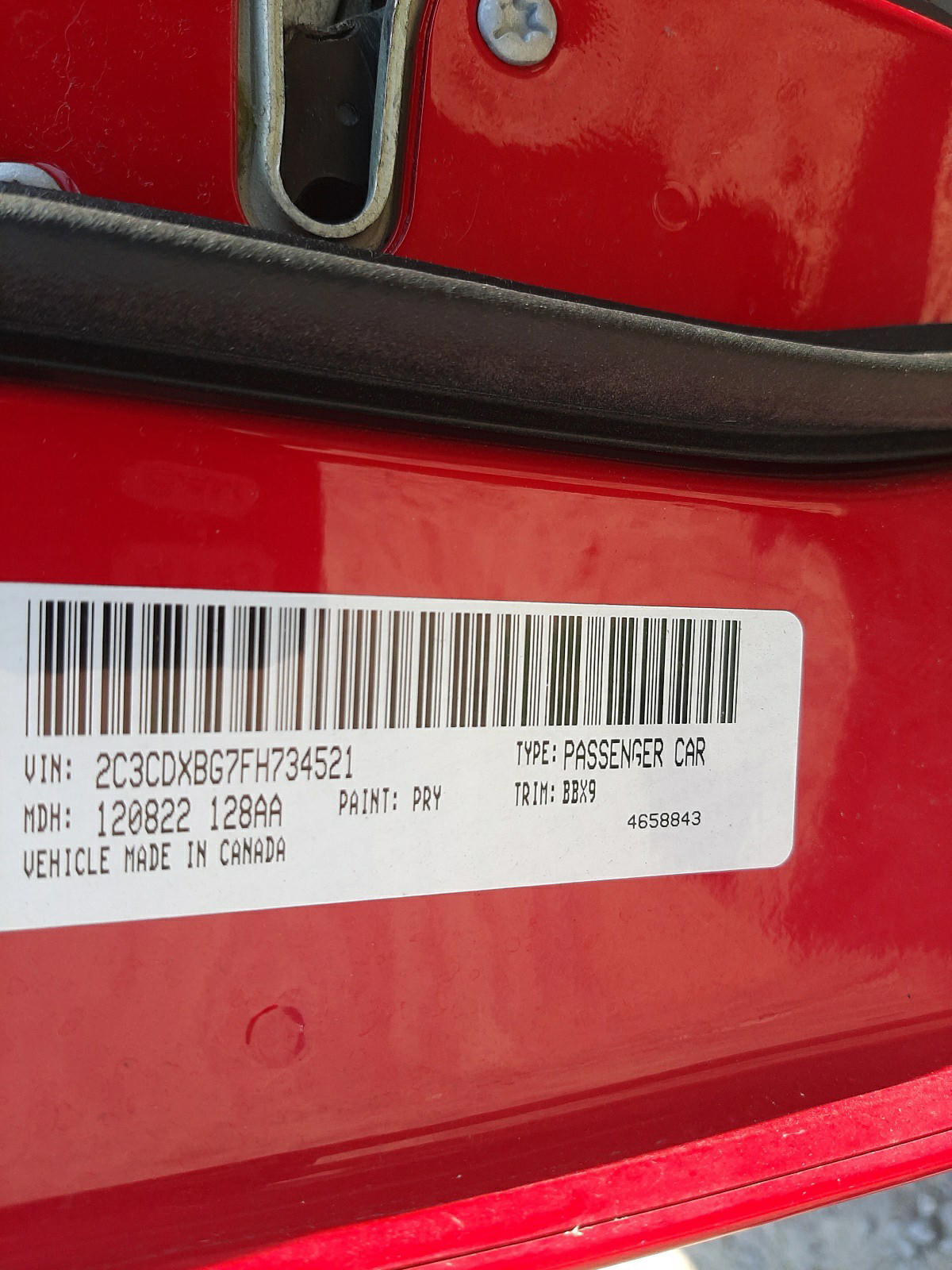 Photo 10 from auction – 2015 DODGE CHARGER SE with VIN 2C3CDXBG7FH734521