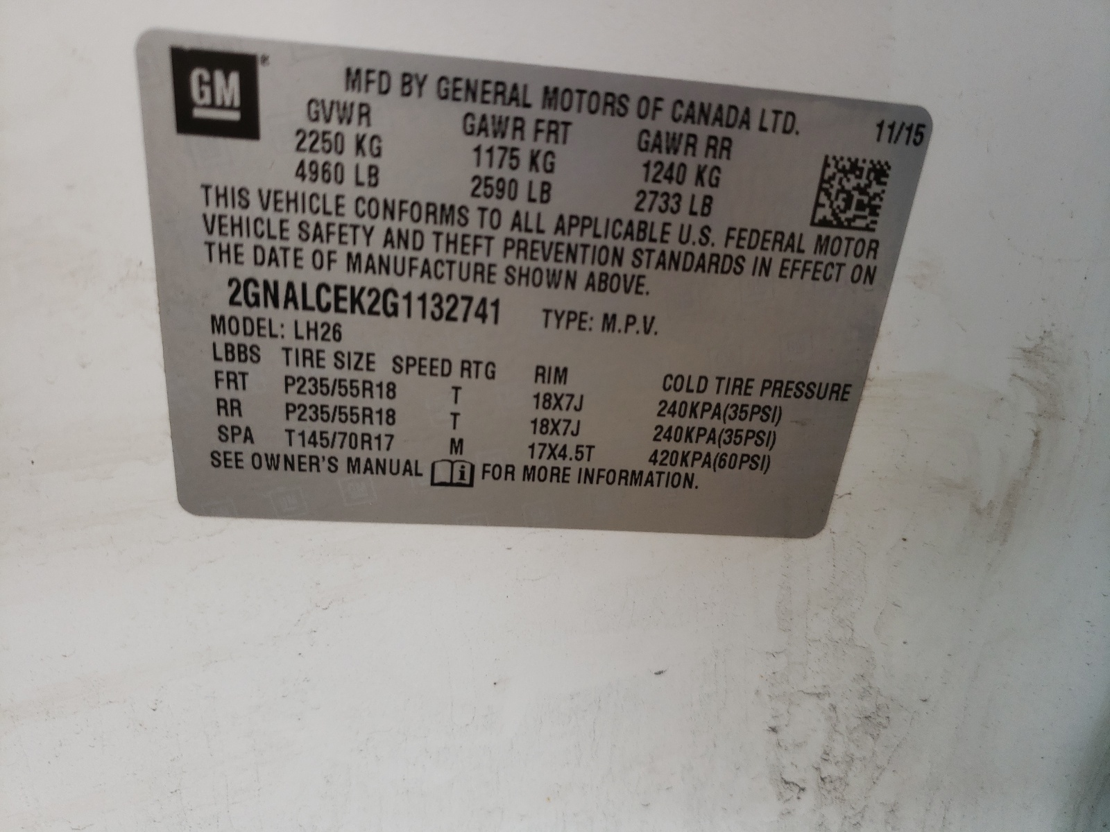 Zdjęcie 10 z aukcji – 2016 CHEVROLET EQUINOX LT z VIN 2GNALCEK2G1132741