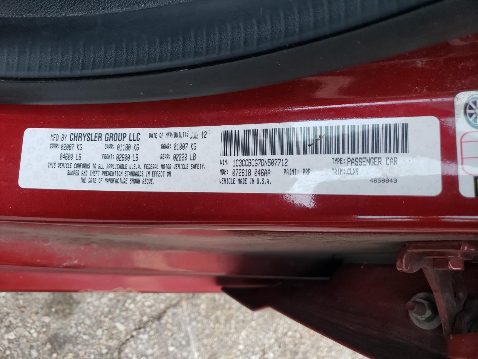 Photo 10 from auction – 2013 CHRYSLER 200 LIMITE with VIN 1C3CCBCG7DN507712