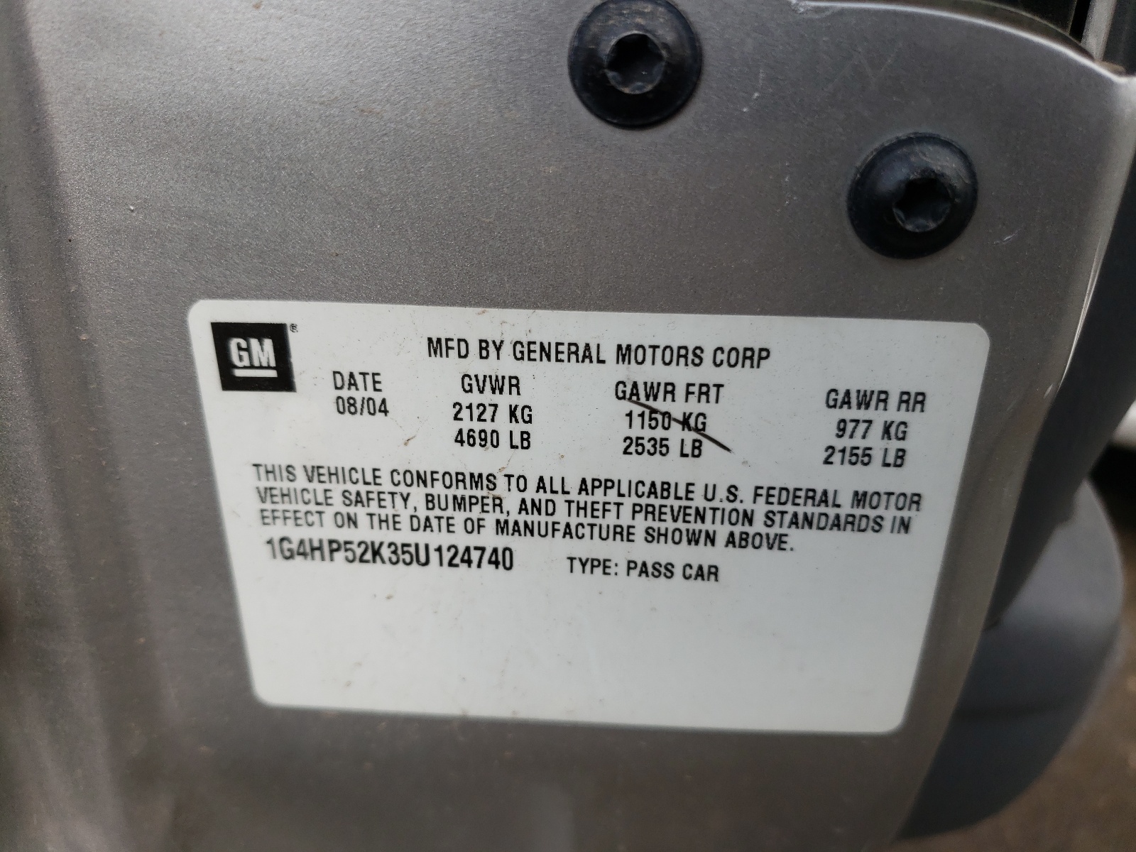 Photo 10 from auction – 2005 BUICK LESABRE CU with VIN 1G4HP52K35U124740