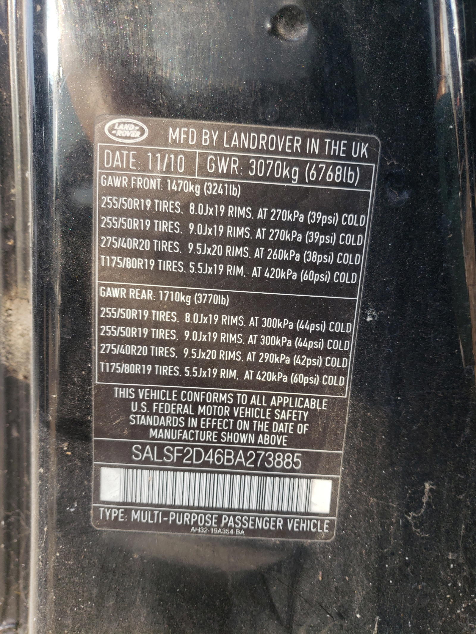 Photo 10 from auction – 2011 LAND ROVER RANGE ROVE with VIN SALSF2D46BA273885