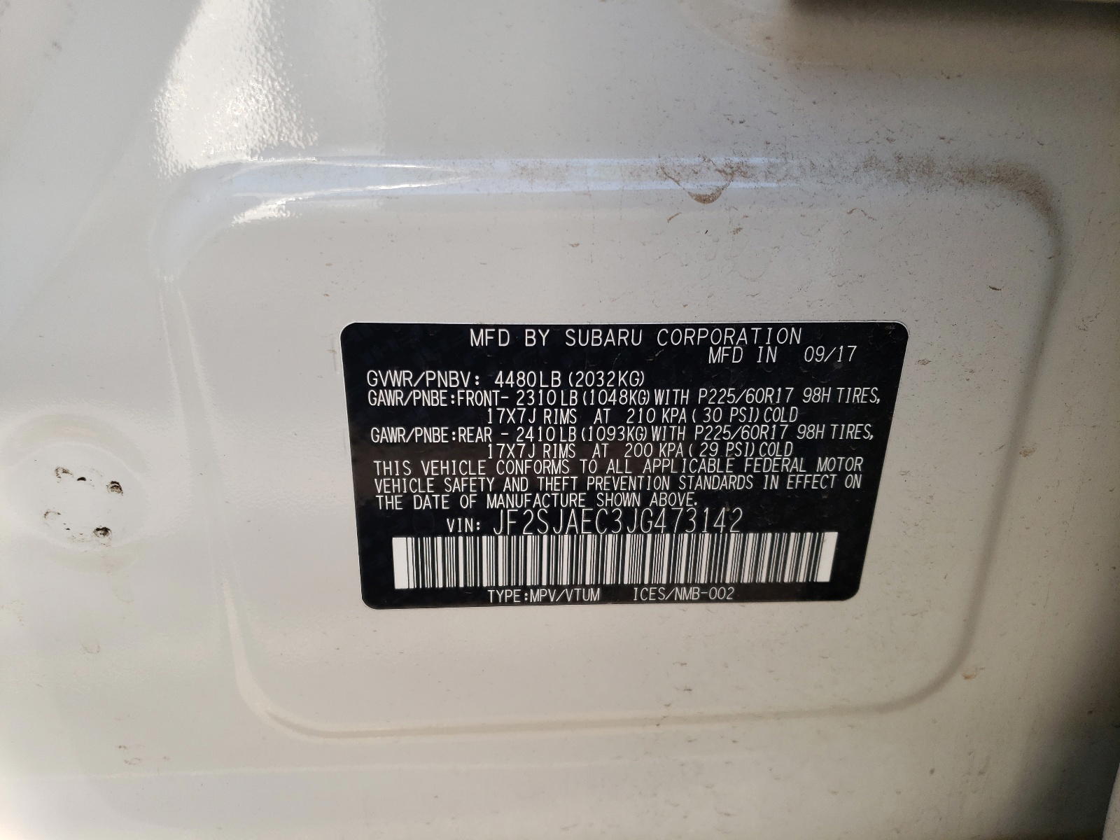 Photo 10 from auction – 2018 SUBARU FORESTER 2 with VIN JF2SJAEC3JG473142