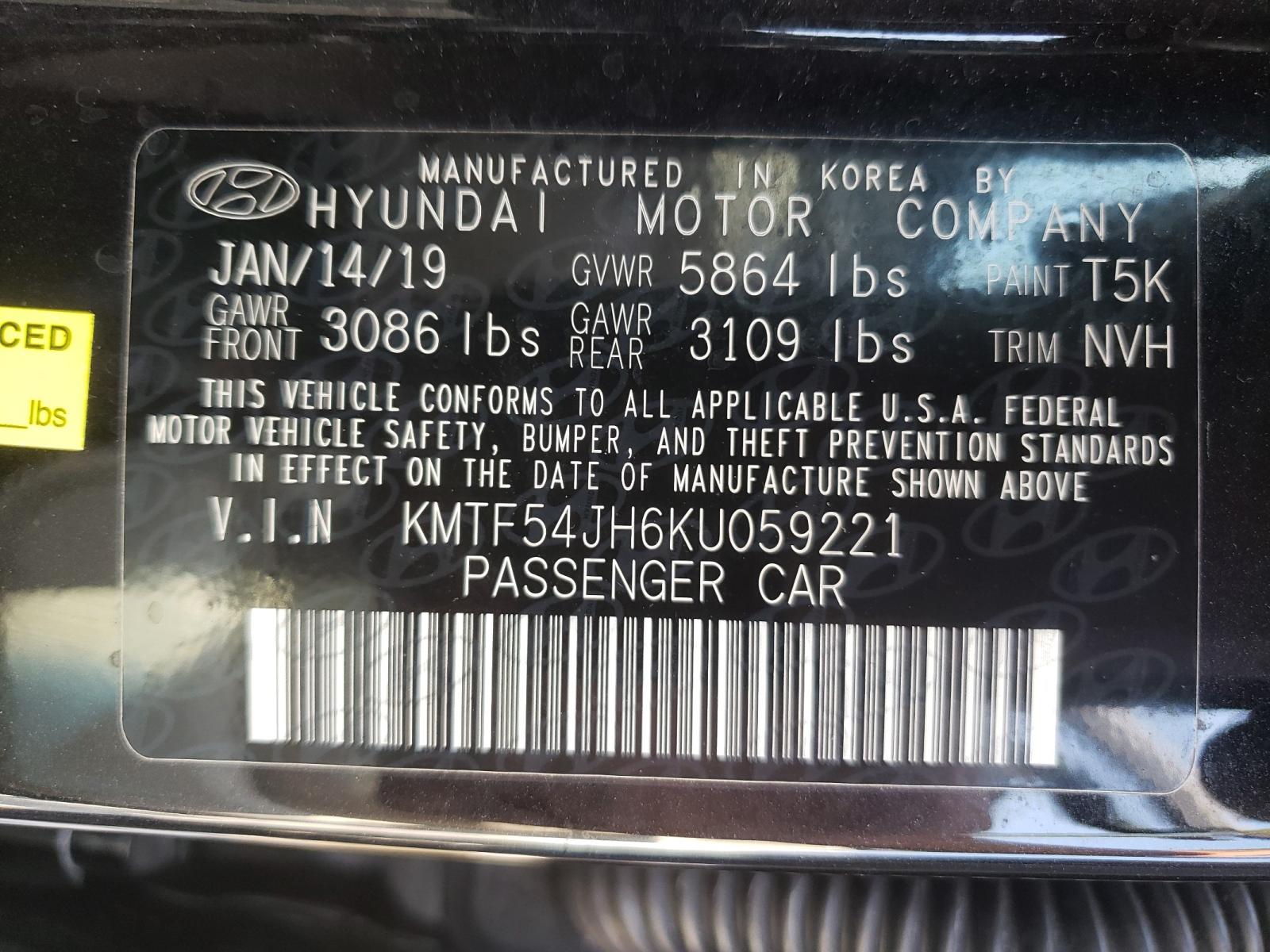 Photo 10 from auction – 2019 GENESIS G90 ULTIMA with VIN KMTF54JH6KU059221