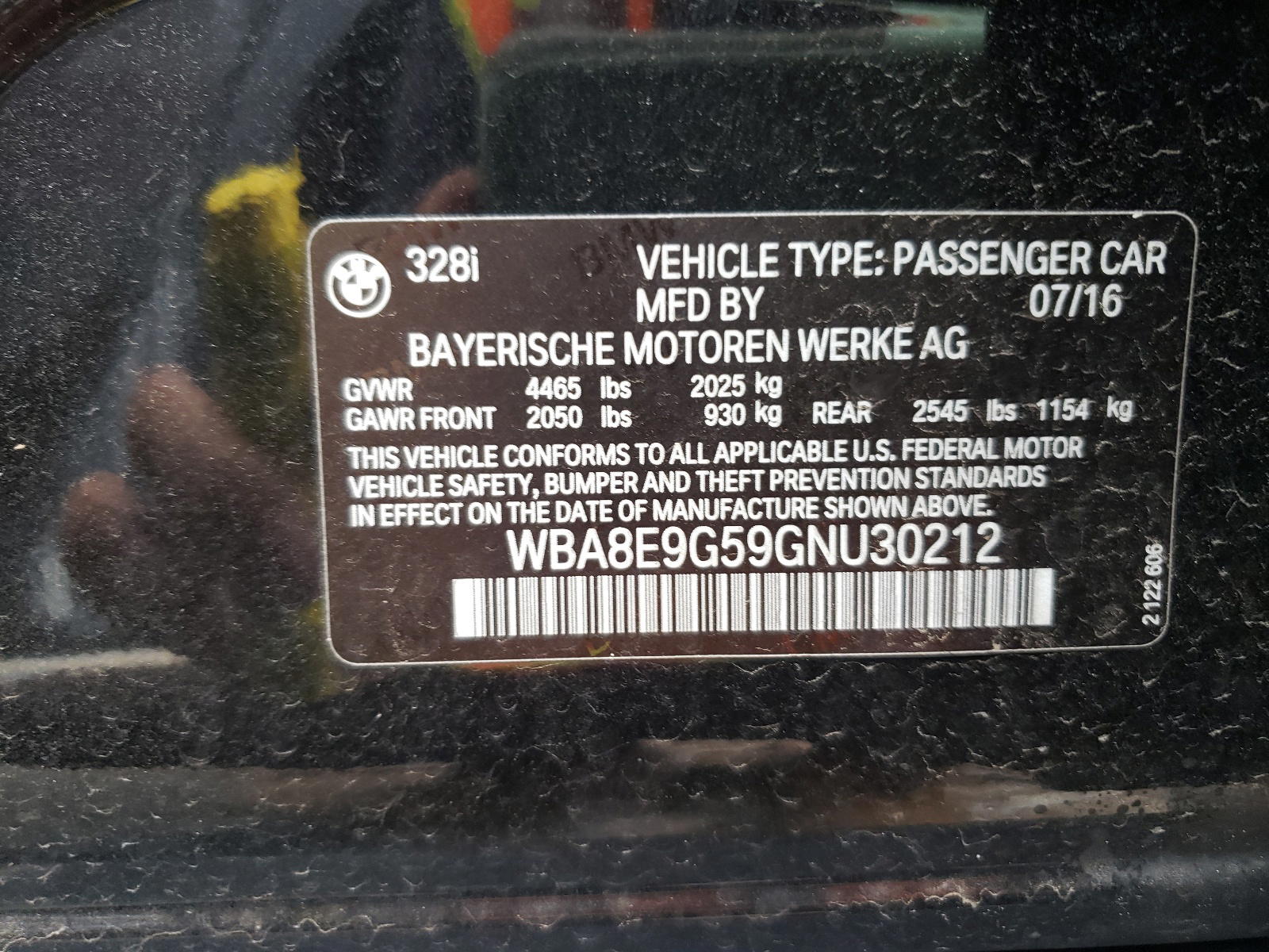 Photo 10 from auction – 2016 BMW 328 I SULE with VIN WBA8E9G59GNU30212