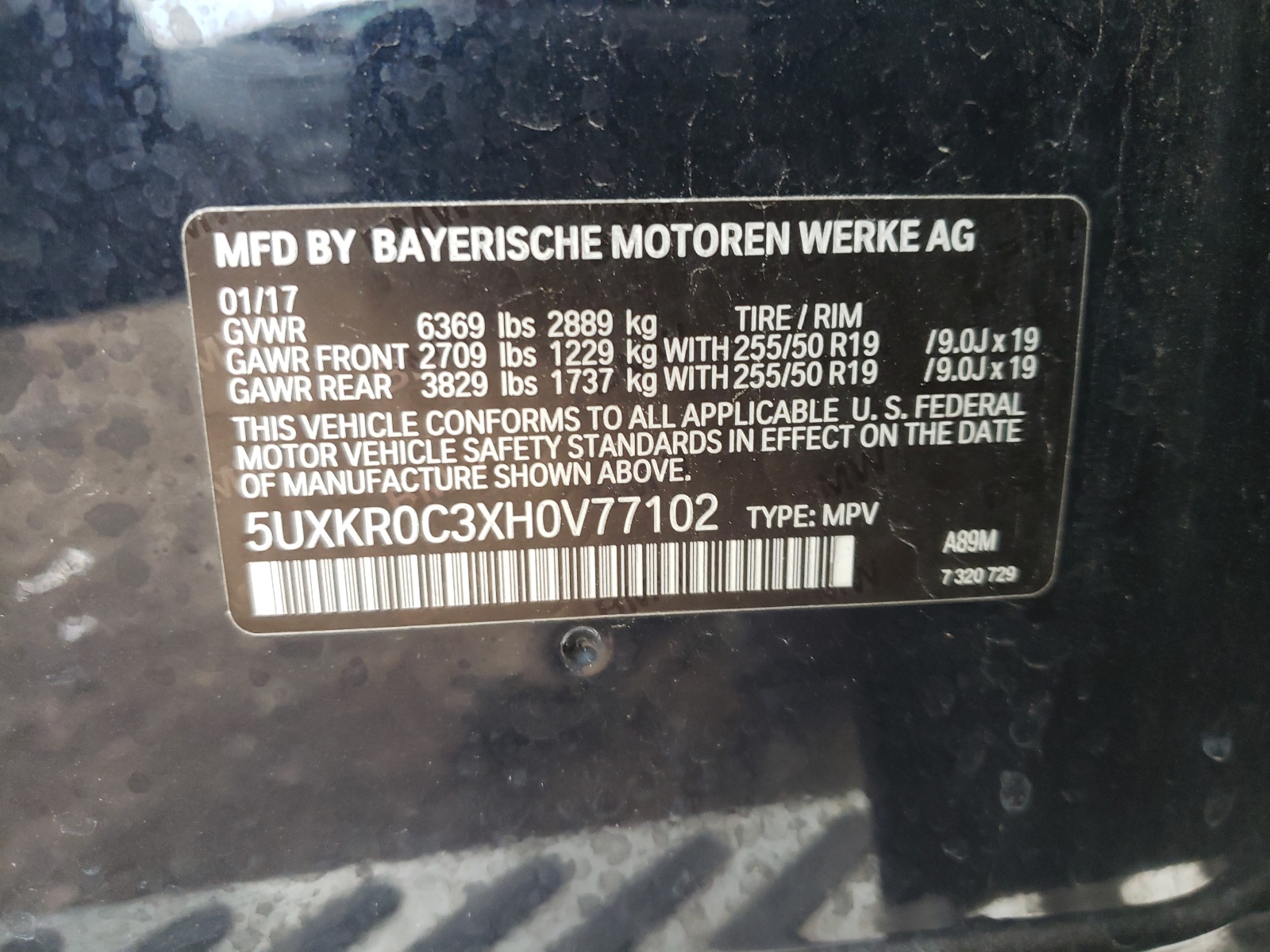 Photo 10 from auction – 2017 BMW X5 XDRIVE3 with VIN 5UXKR0C3XH0V77102