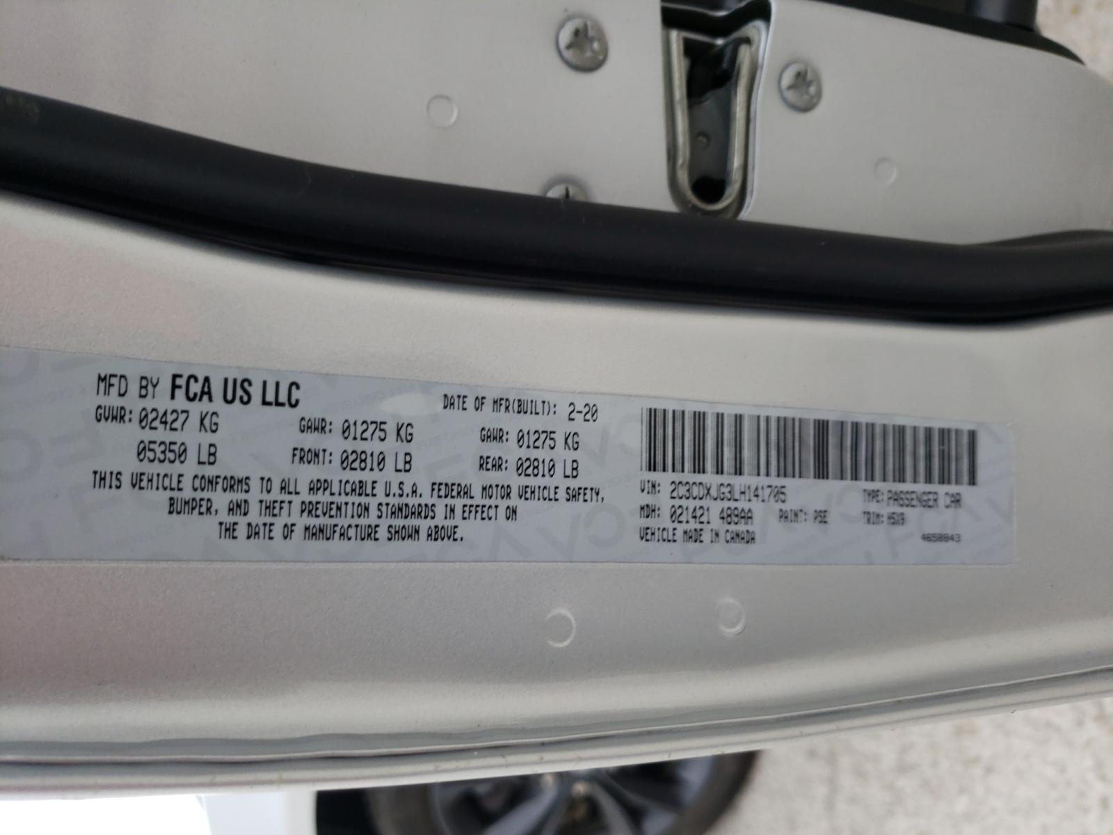 Photo 10 from auction – 2020 DODGE CHARGER SX with VIN 2C3CDXJG3LH141705