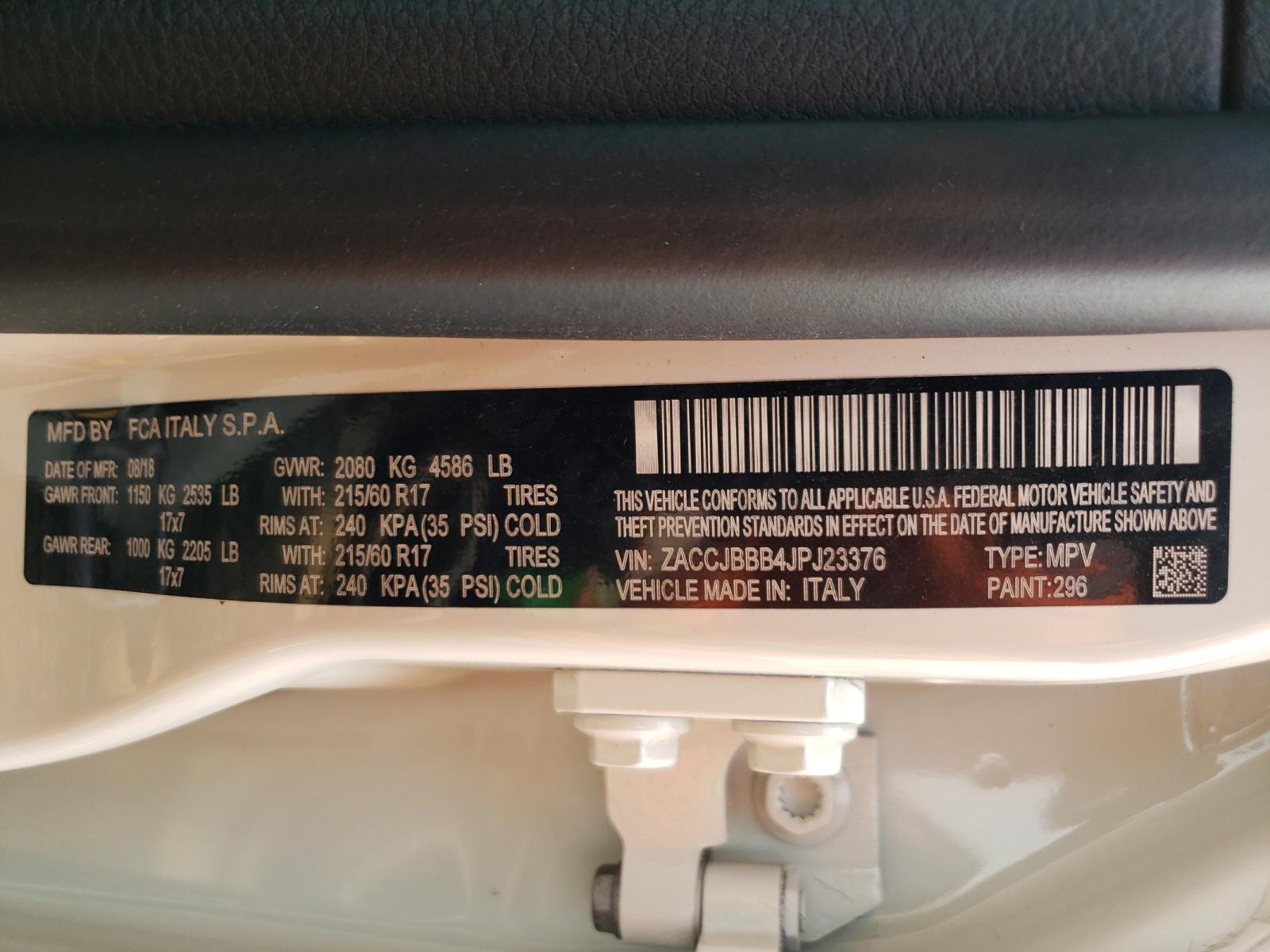 Photo 10 from auction – 2018 JEEP RENEGADE L with VIN ZACCJBBB4JPJ23376