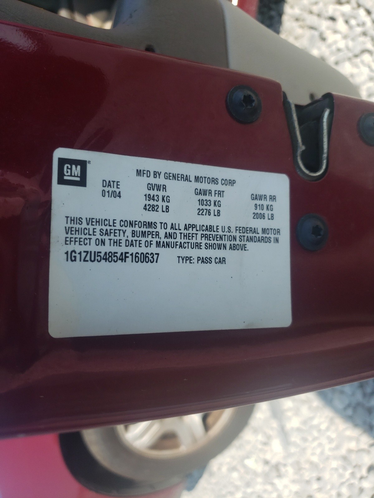 Photo 10 from auction – 2004 CHEVROLET MALIBU LT with VIN 1G1ZU54854F160637