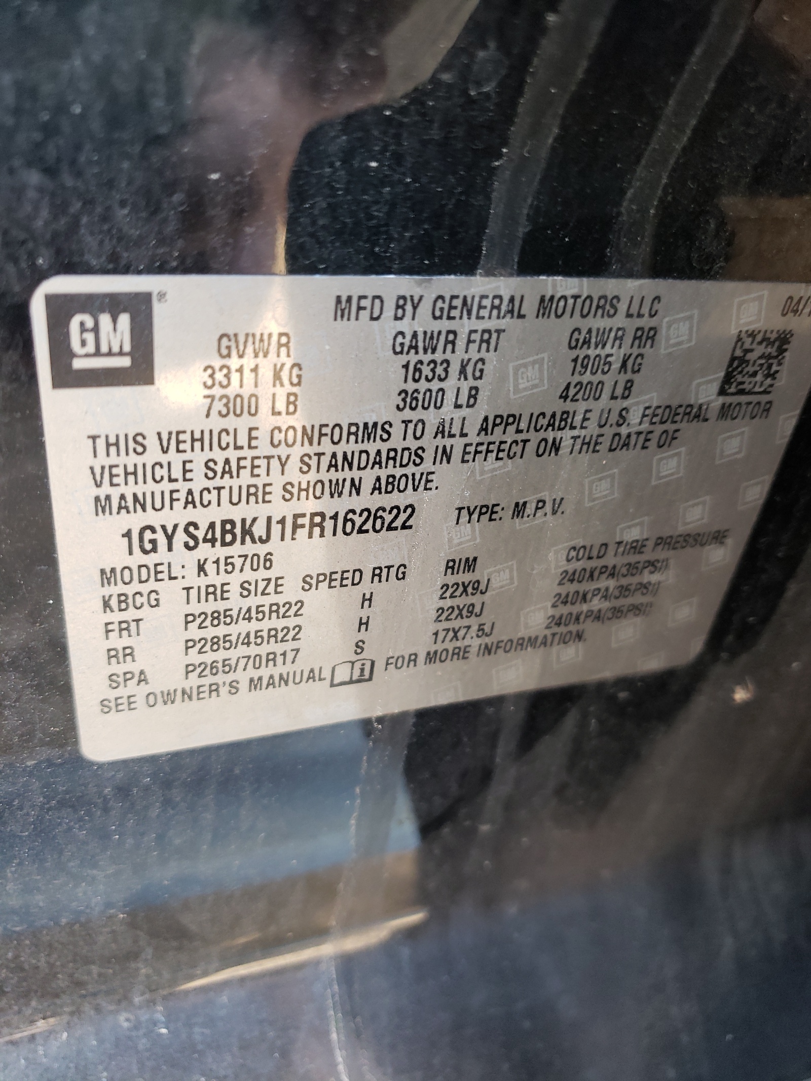Photo 10 from auction – 2015 CADILLAC ESCALADE L with VIN 1GYS4BKJ1FR162622
