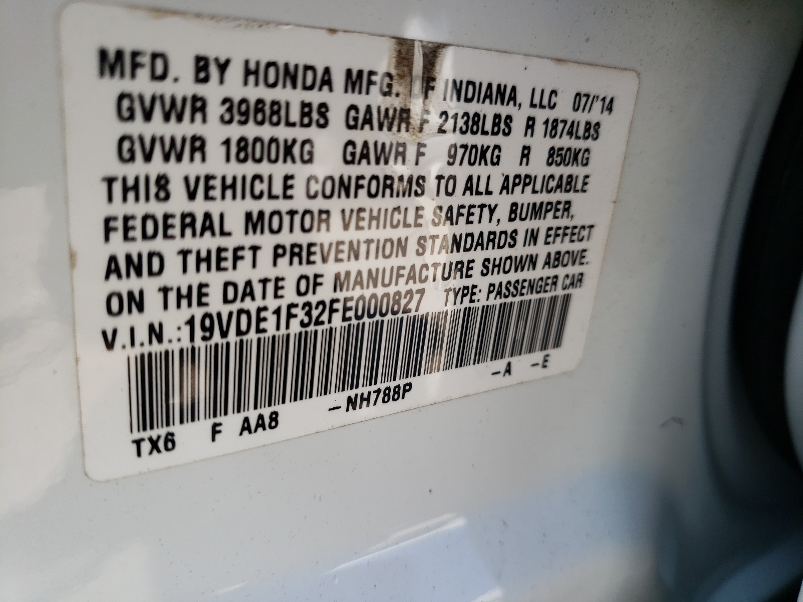 Photo 10 from auction – 2015 ACURA ILX 20 with VIN 19VDE1F32FE000827