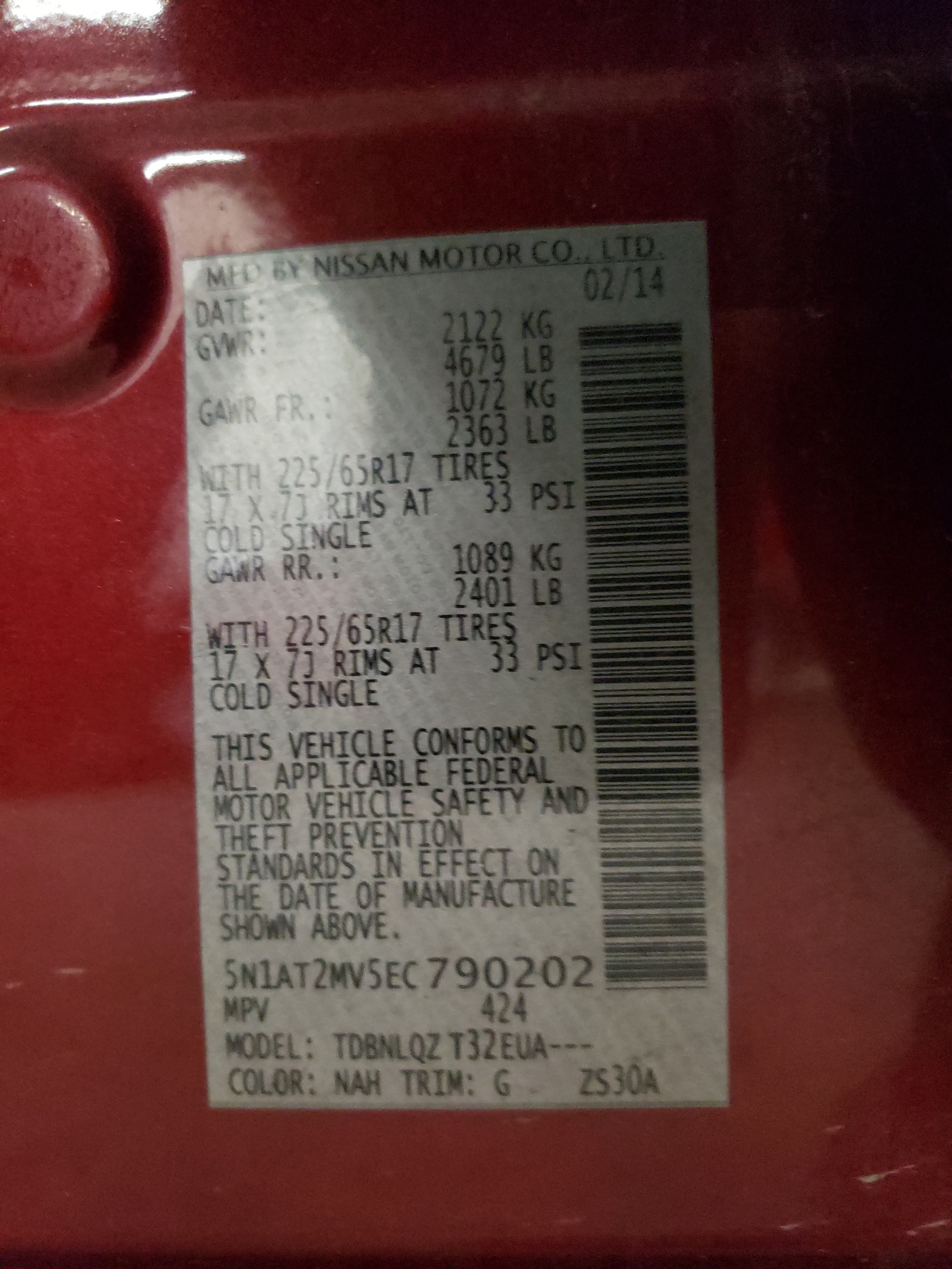 Photo 10 from auction – 2014 NISSAN ROGUE S with VIN 5N1AT2MV5EC790202
