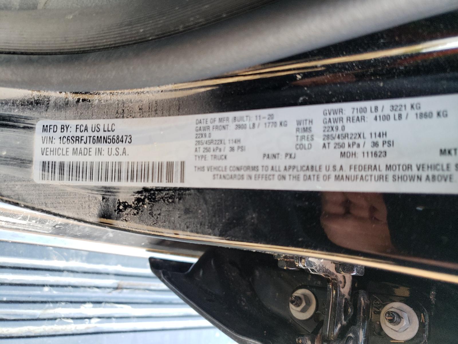 Photo 10 from auction – 2021 RAM 1500 LARAM with VIN 1C6SRFJT6MN568473
