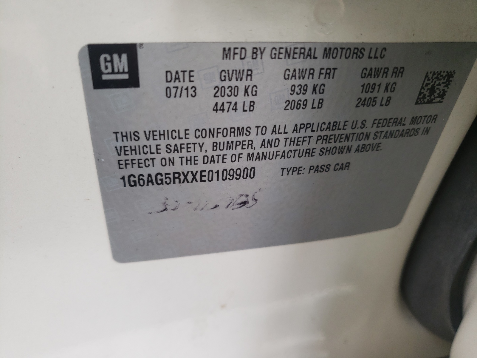Photo 10 from auction – 2014 CADILLAC ATS with VIN 1G6AG5RXXE0109900