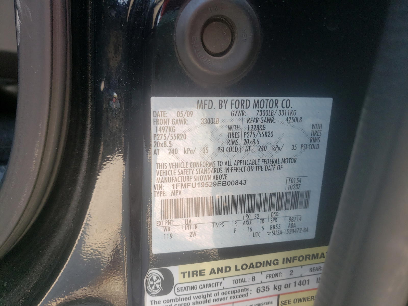 Photo 10 from auction – 2009 FORD EXPEDITION with VIN 1FMFU19529EB00843