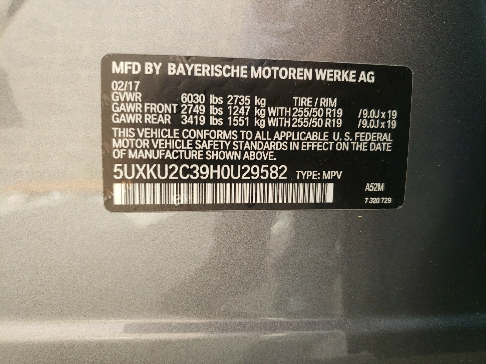 Photo 10 from auction – 2017 BMW X6 XDRIVE3 with VIN 5UXKU2C39H0U29582
