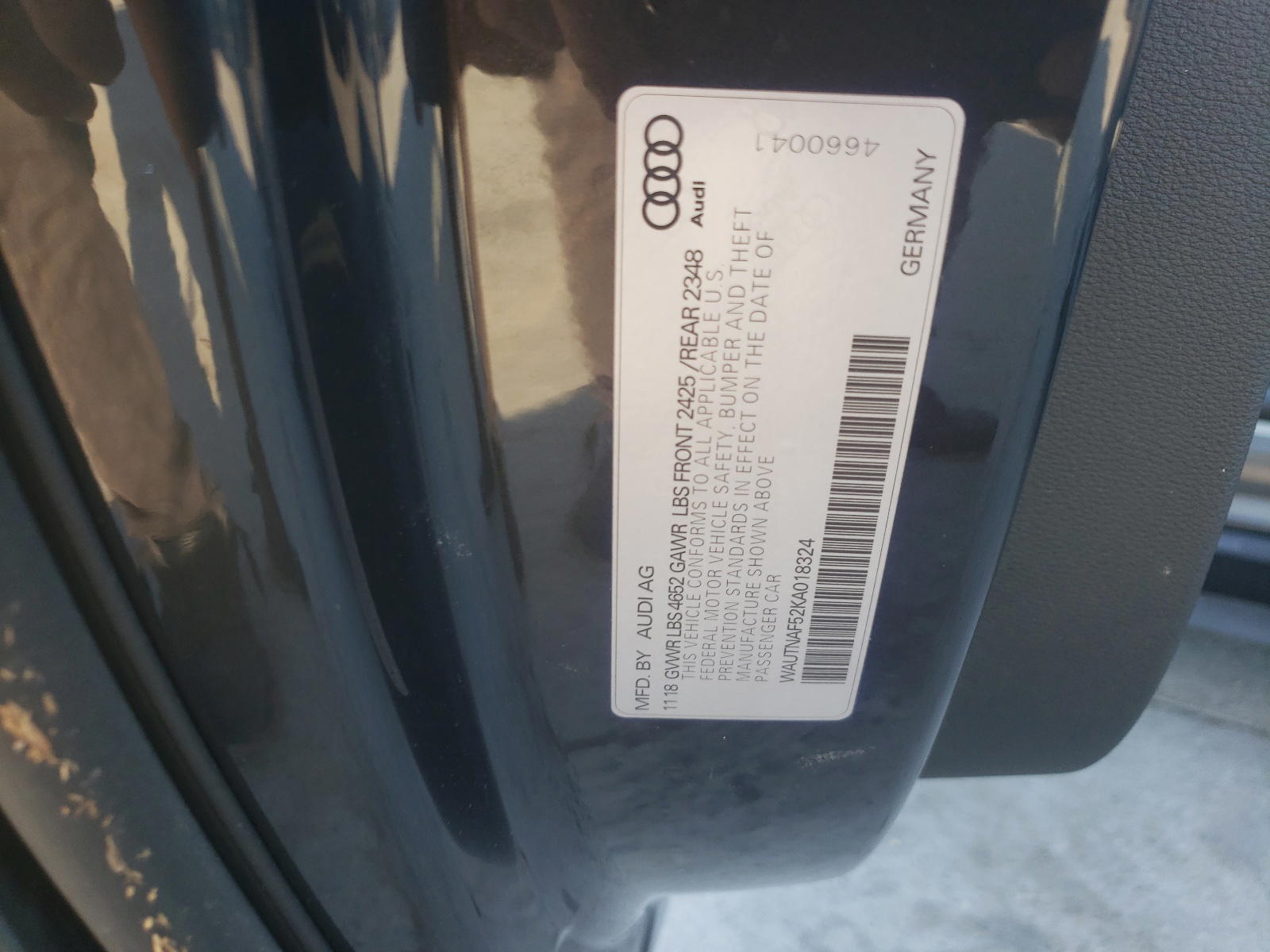 Photo 10 from auction – 2019 AUDI A5 PREMIUM with VIN WAUTNAF52KA018324