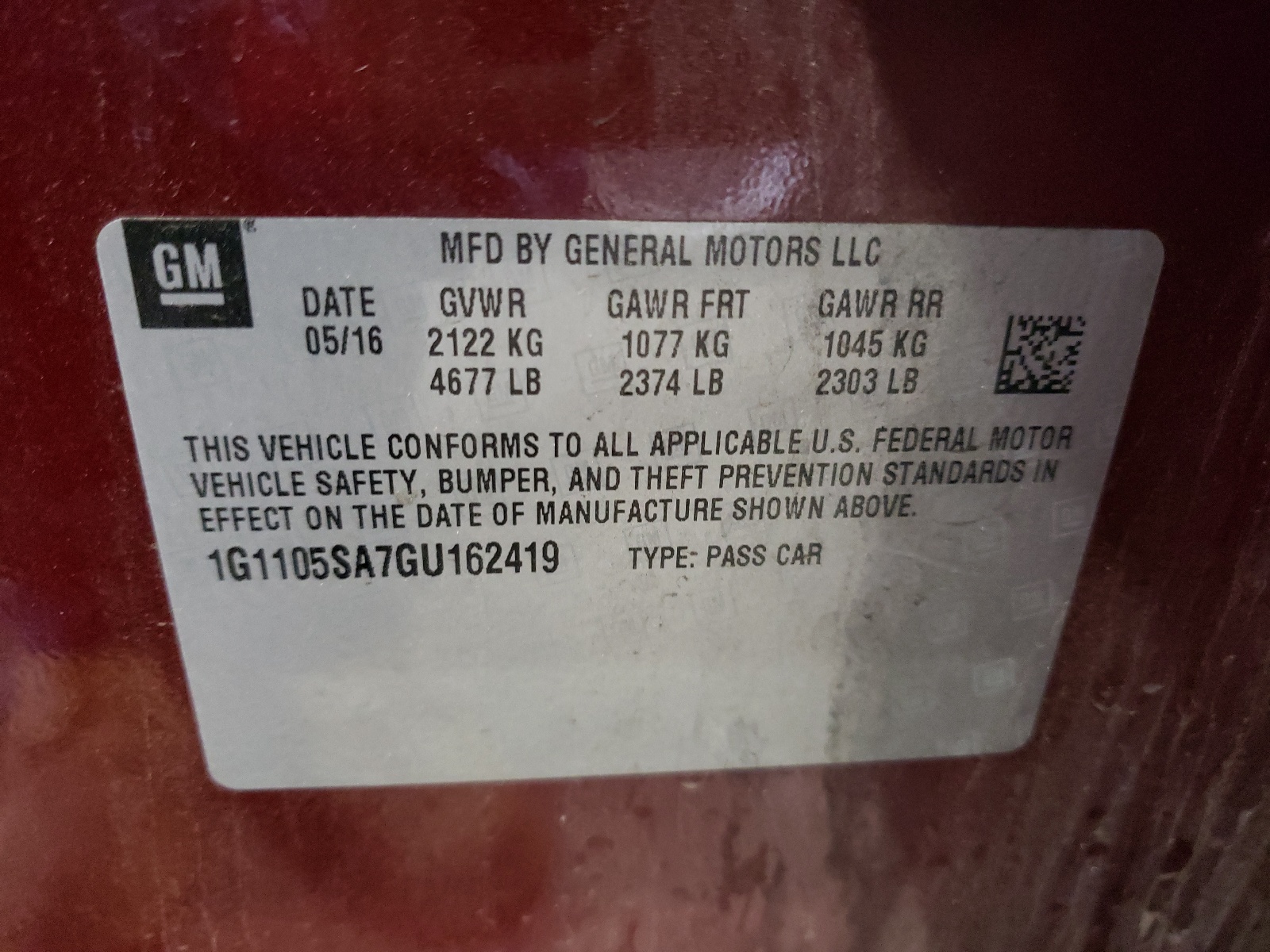 Zdjęcie 10 z aukcji – 2016 CHEVROLET IMPALA LT z VIN 1G1105SA7GU162419
