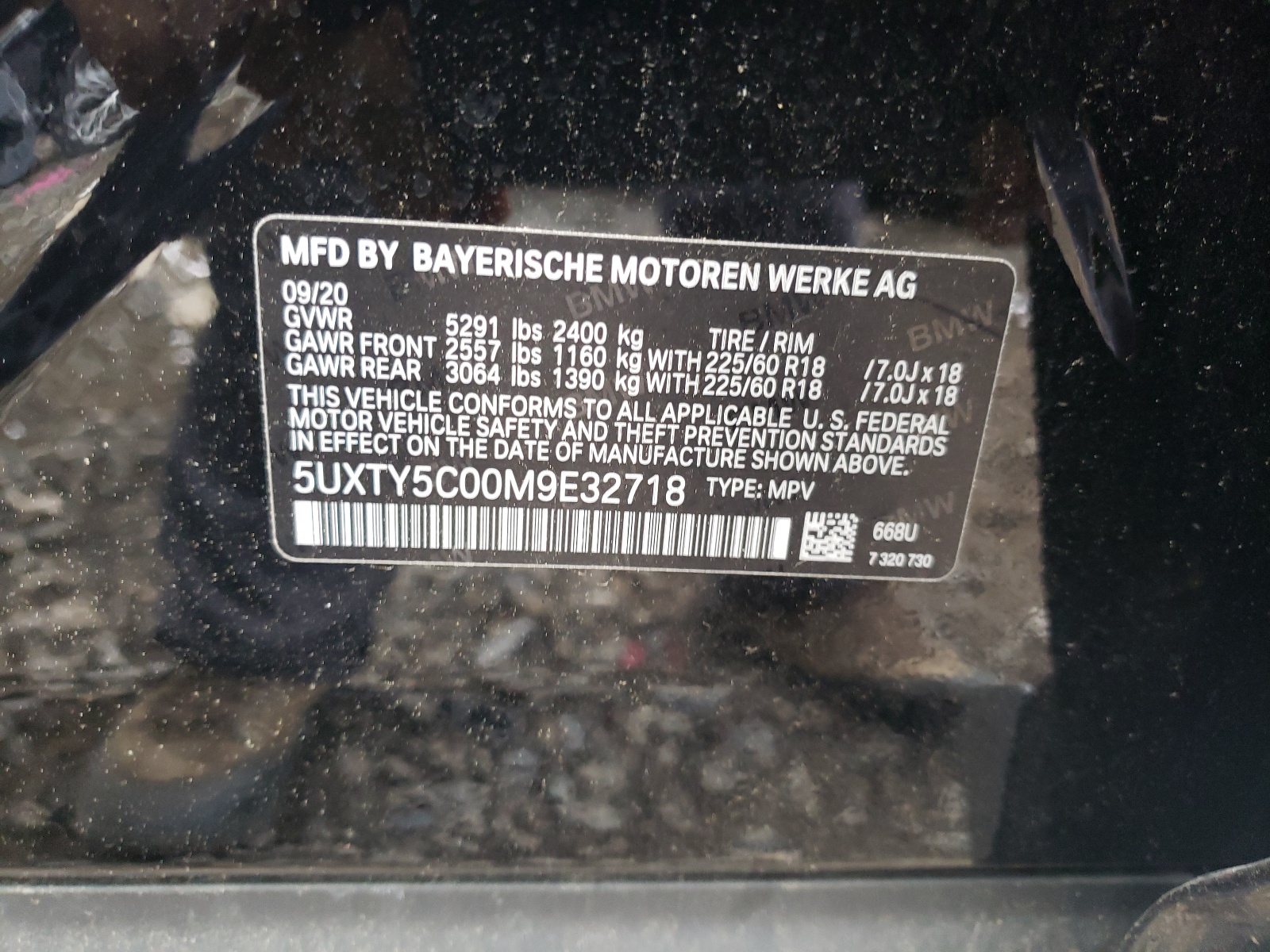 Photo 10 from auction – 2021 BMW X3 XDRIVE3 with VIN 5UXTY5C00M9E32718