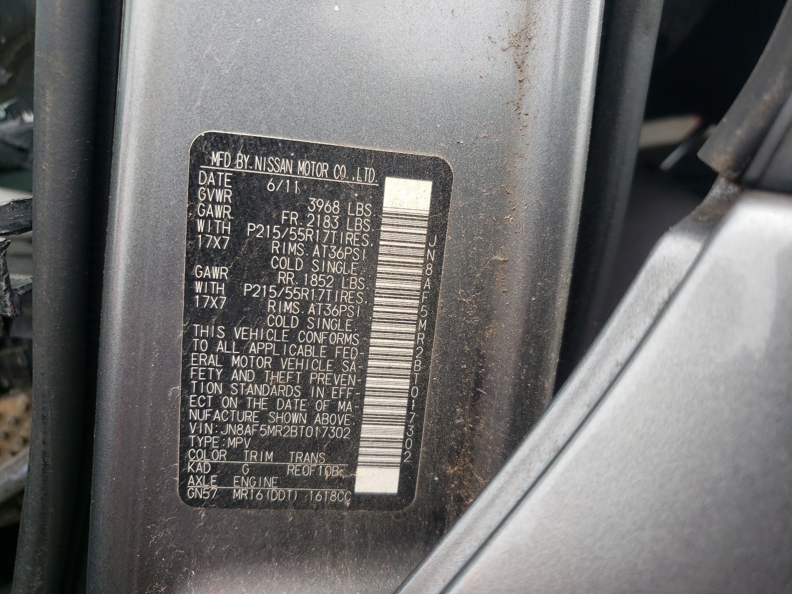 Foto 10 de la subasta – 2011 NISSAN JUKE S con VIN JN8AF5MR2BT017302
