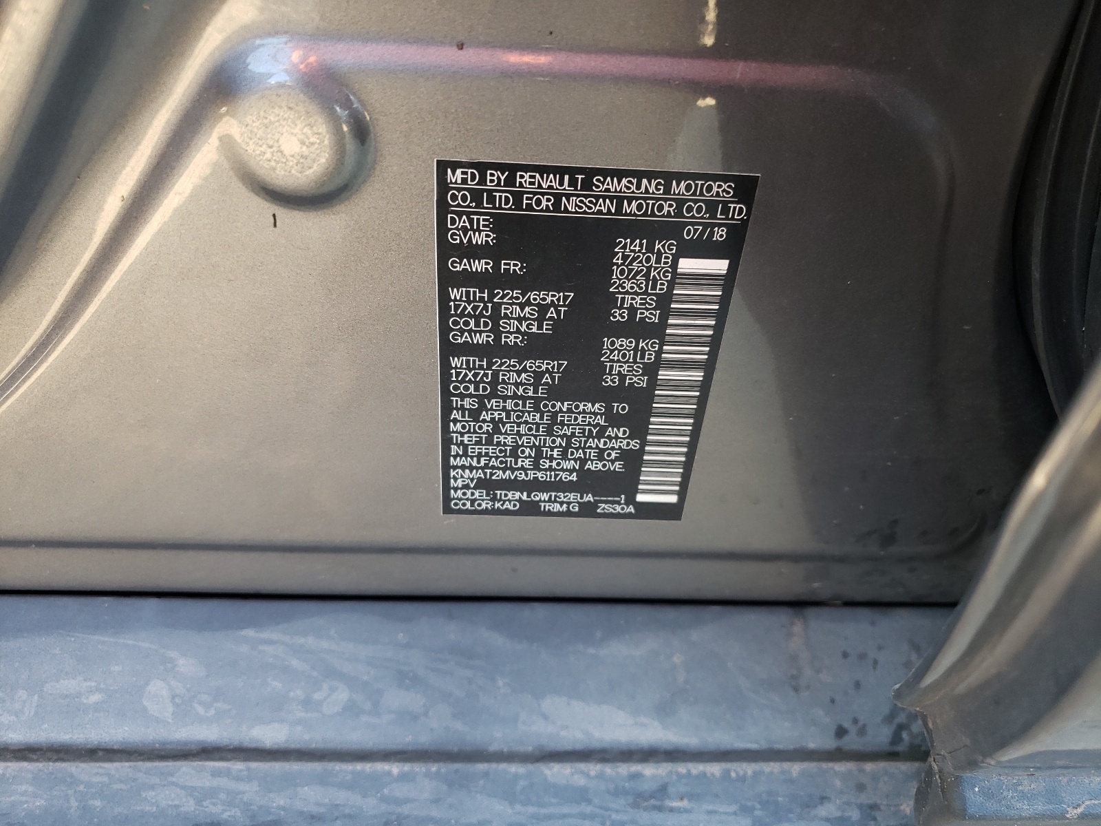 Photo 10 from auction – 2018 NISSAN ROGUE S with VIN KNMAT2MV9JP611764