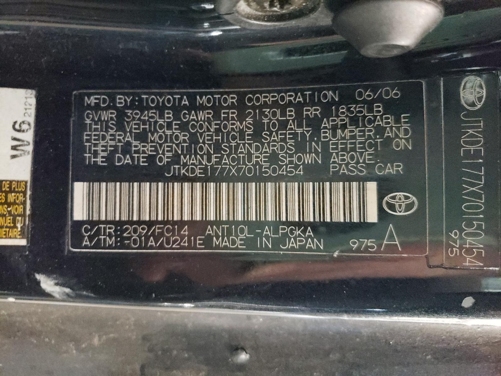 Photo 10 from auction – 2007 TOYOTA SCION TC with VIN JTKDE177X70150454