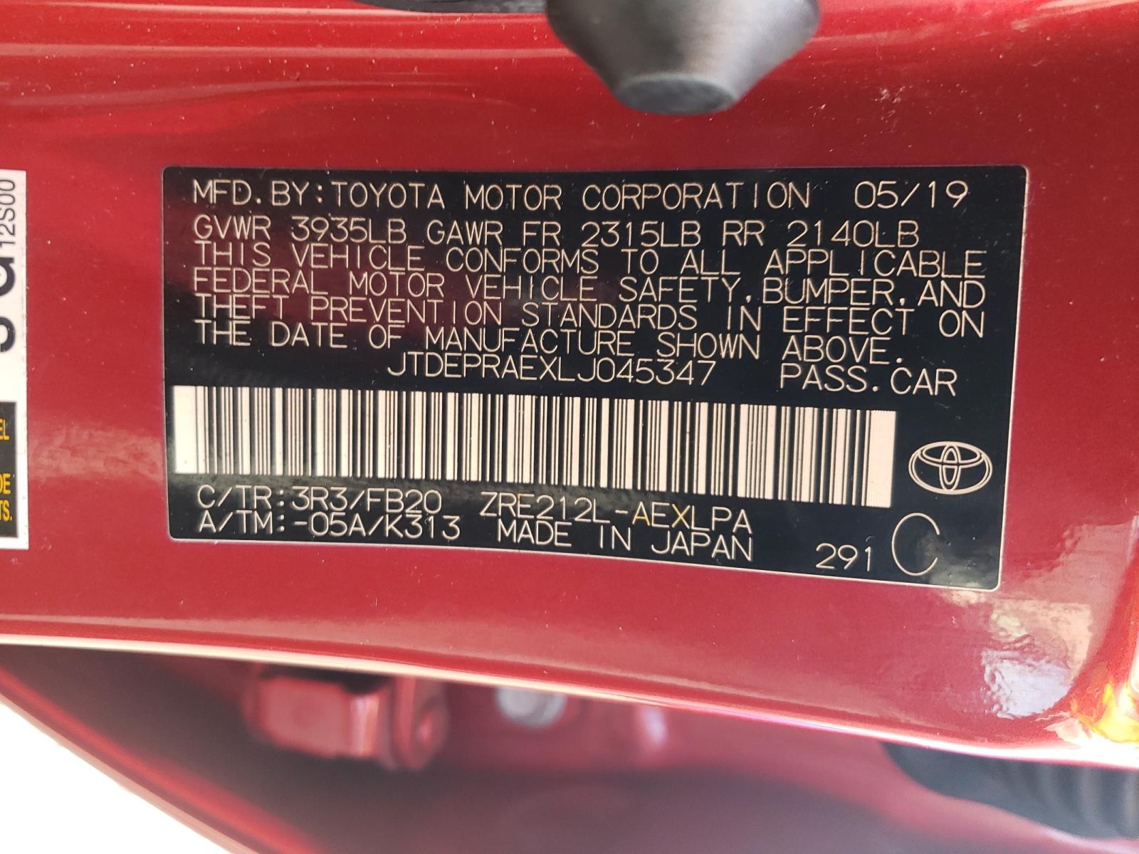 Photo 10 from auction – 2020 TOYOTA COROLLA LE with VIN JTDEPRAEXLJ045347