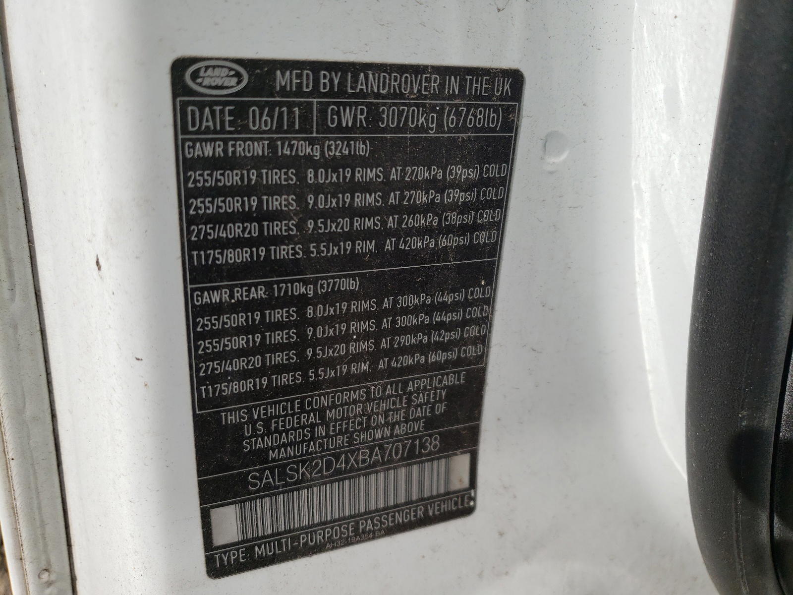 Photo 10 from auction – 2011 LAND ROVER RANGE ROVE with VIN SALSK2D4XBA707138