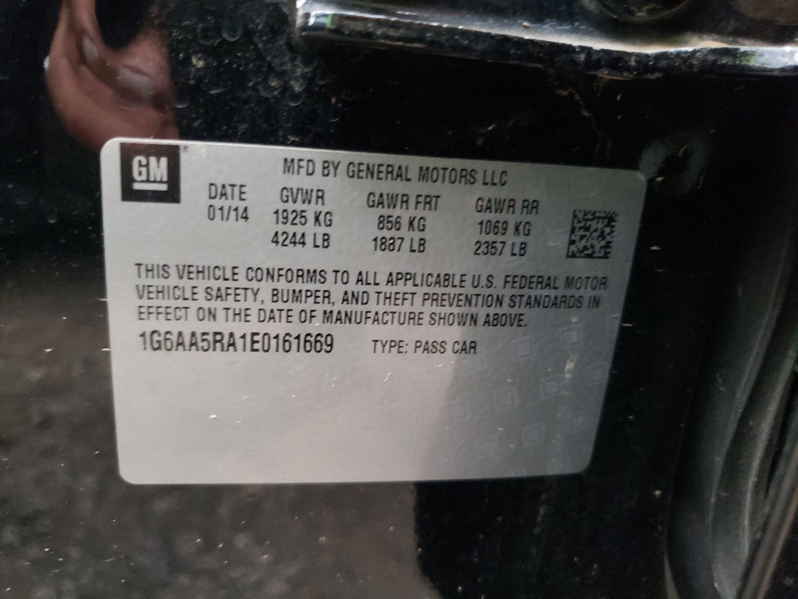 Photo 10 from auction – 2014 CADILLAC ATS with VIN 1G6AA5RA1E0161669