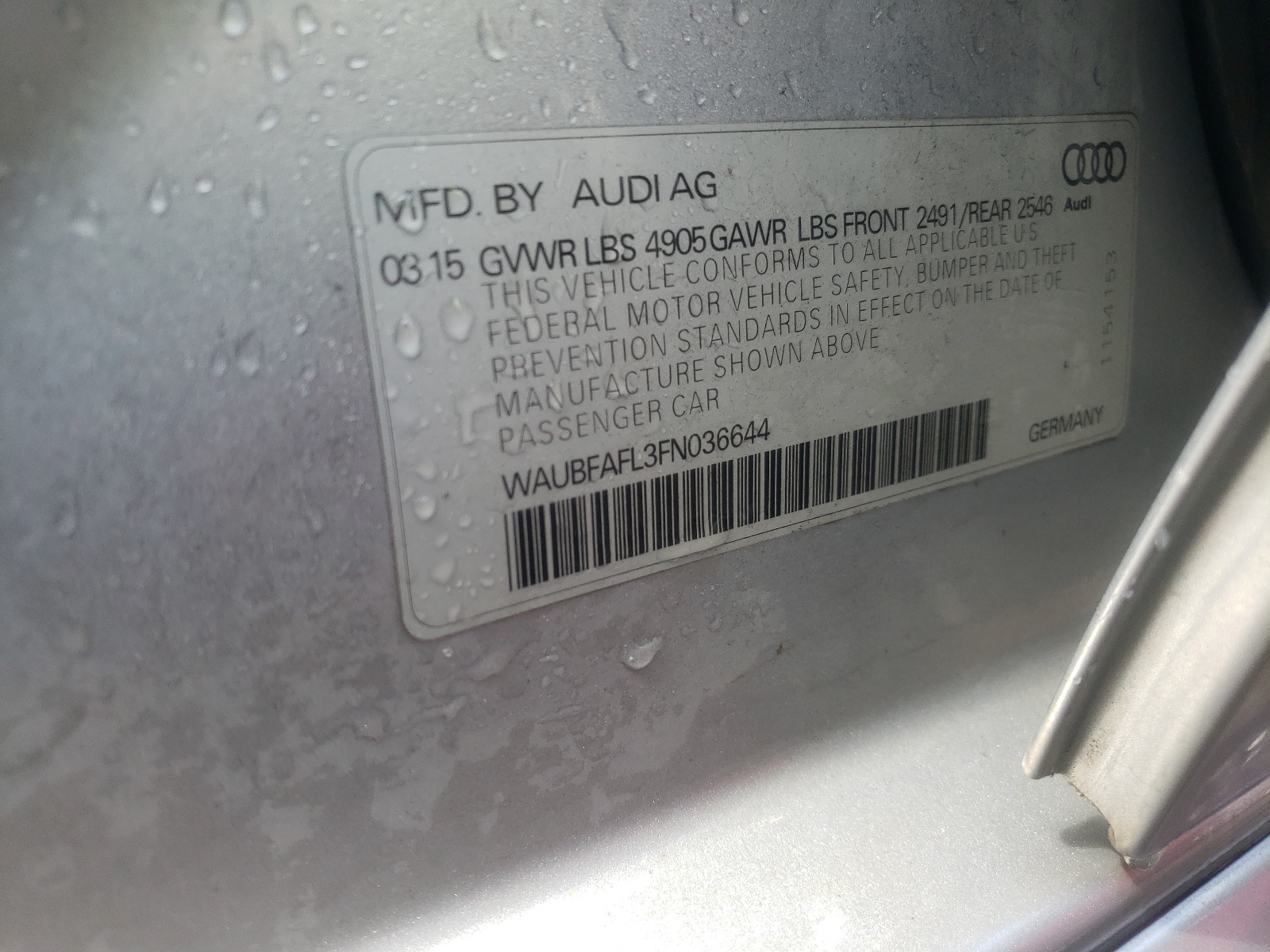 Zdjęcie 10 z aukcji – 2015 AUDI A4 PREMIUM z VIN WAUBFAFL3FN036644