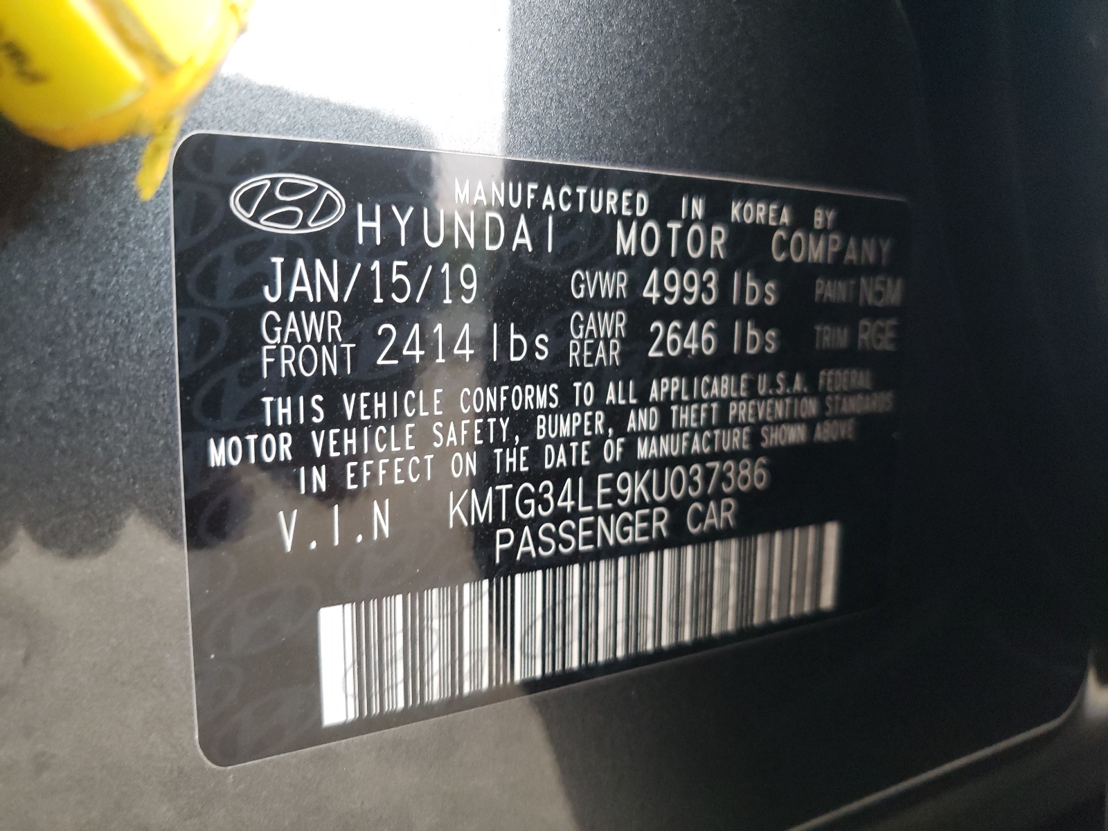 Photo 10 from auction – 2019 GENESIS G70 PRESTI with VIN KMTG34LE9KU037386