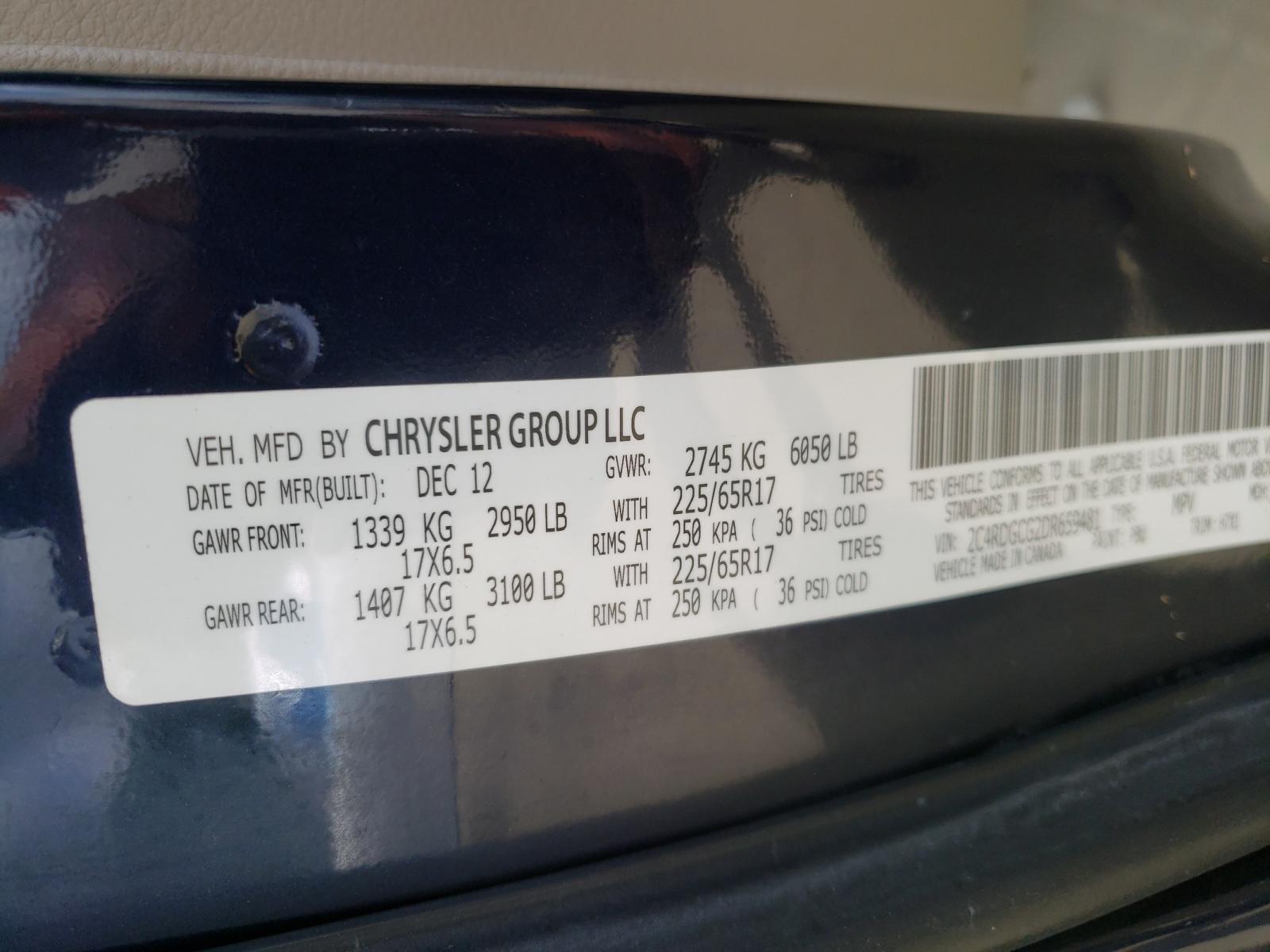 Photo 10 from auction – 2013 DODGE GRAND CARA with VIN 2C4RDGCG2DR659481