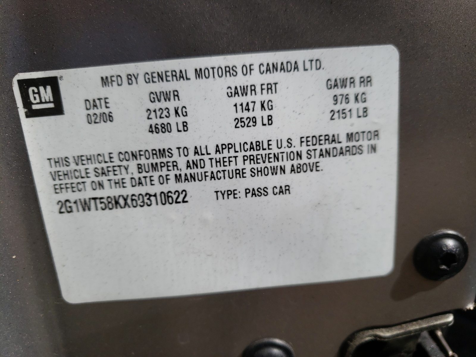 Photo 10 from auction – 2006 CHEVROLET IMPALA LT with VIN 2G1WT58KX69310622