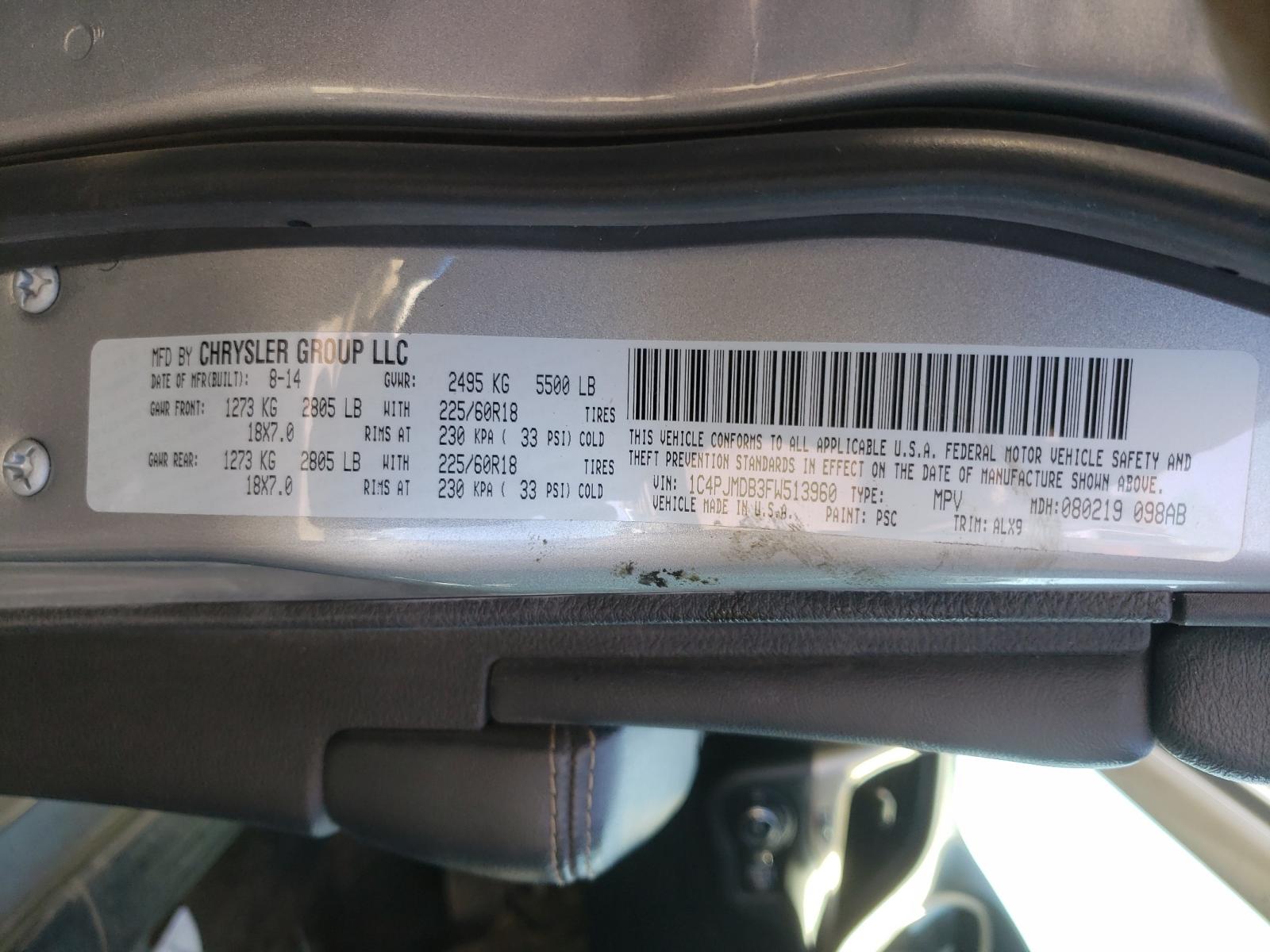 Photo 10 from auction – 2015 JEEP CHEROKEE L with VIN 1C4PJMDB3FW513960