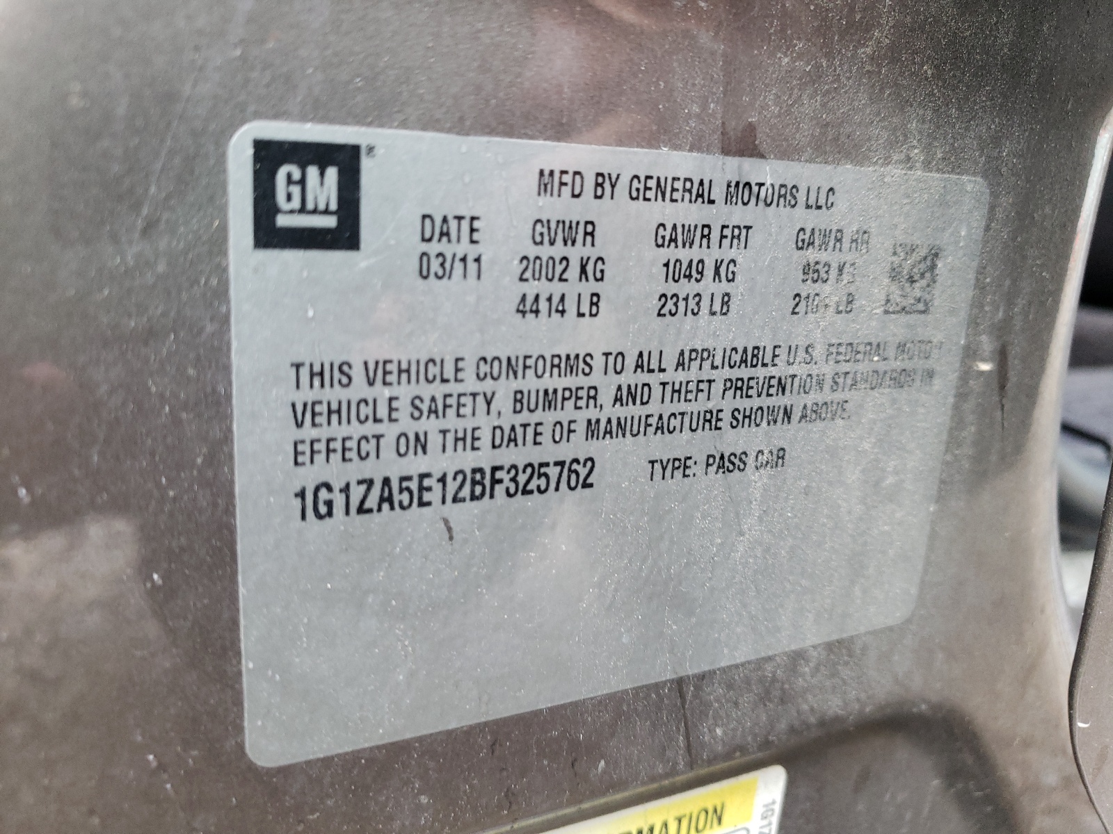 Photo 10 from auction – 2011 CHEVROLET MALIBU LS with VIN 1G1ZA5E12BF325762