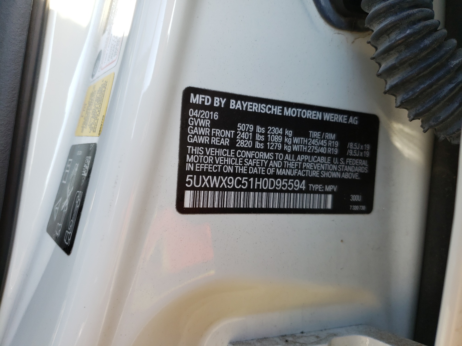 Photo 10 from auction – 2017 BMW X3 XDRIVE2 with VIN 5UXWX9C51H0D95594