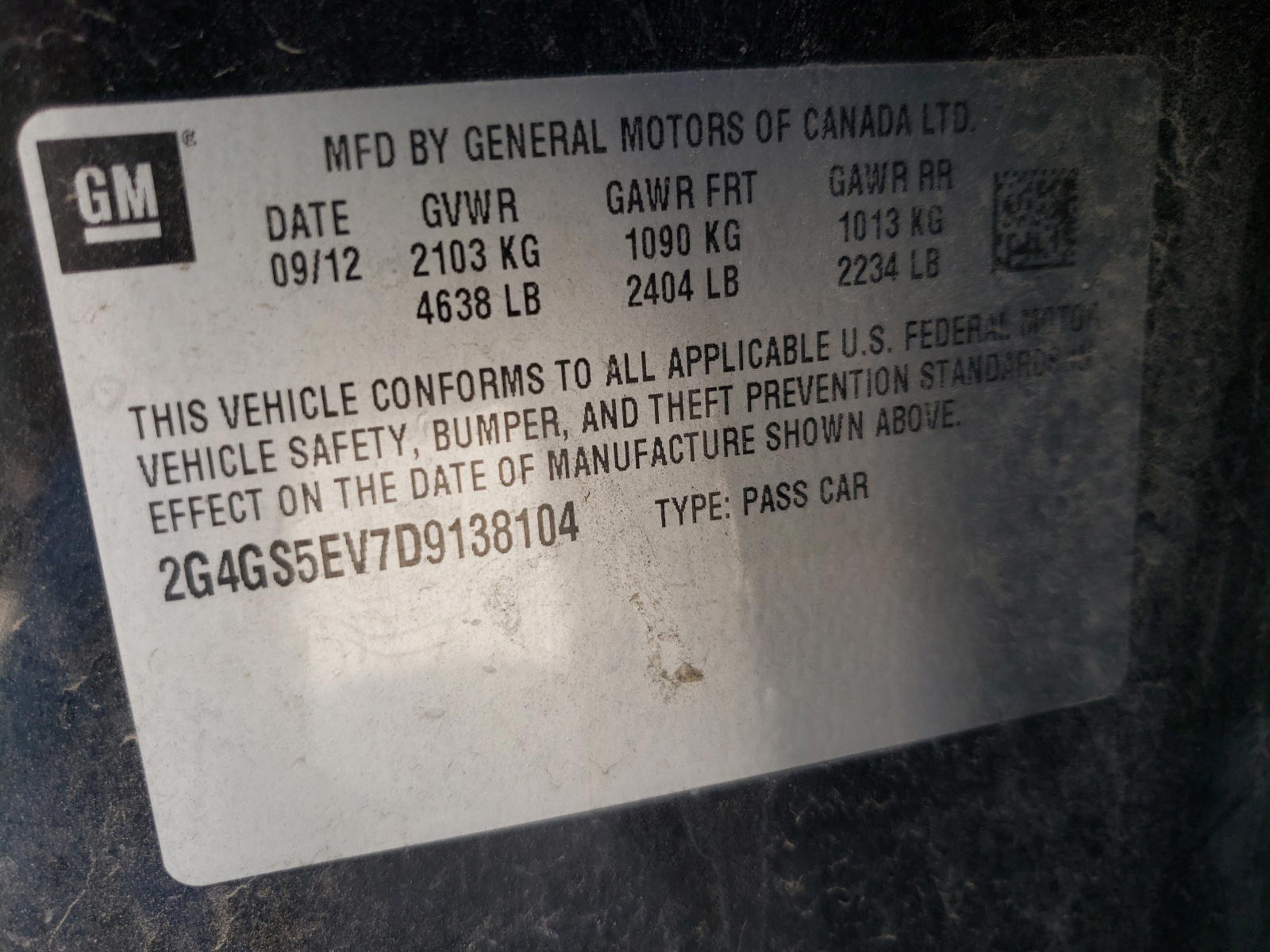 Photo 10 from auction – 2013 BUICK REGAL PREM with VIN 2G4GS5EV7D9138104
