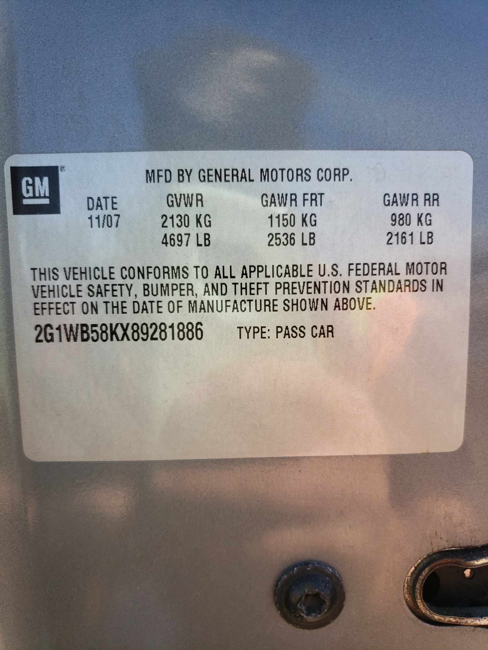 Photo 10 from auction – 2008 CHEVROLET IMPALA LS with VIN 2G1WB58KX89281886